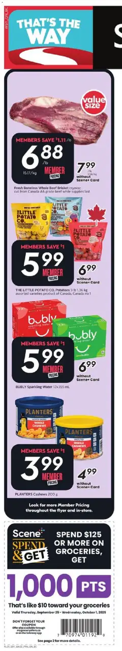 Safeway flyer valid from 25.09.2025 | Page: 2 | Products: Beef, Potatoes