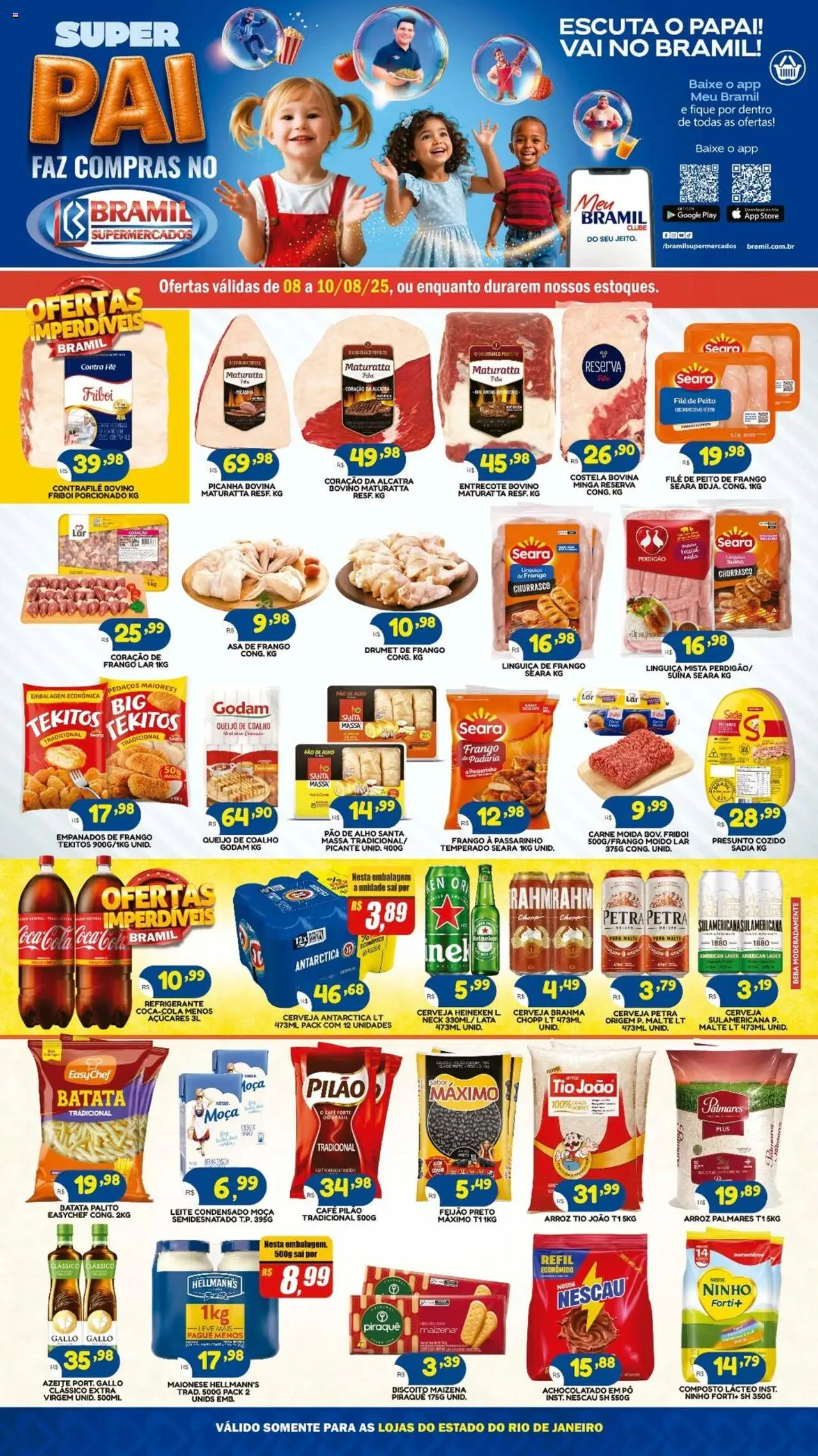 Bramil Supermercados Folheto - válido de 08.08.2025 | Página: 1 | Produtos: Linguiça, Picanha, Presunto, Refrigerante