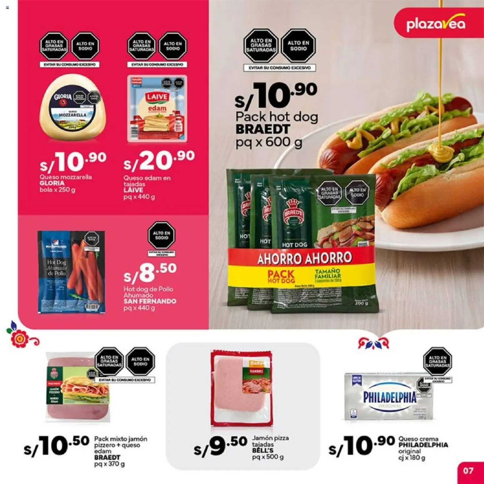 Catálogo Plaza Vea válido desde 14.11.2025 | Página: 7 | Productos: Queso, Jamón, Pizza, Crema