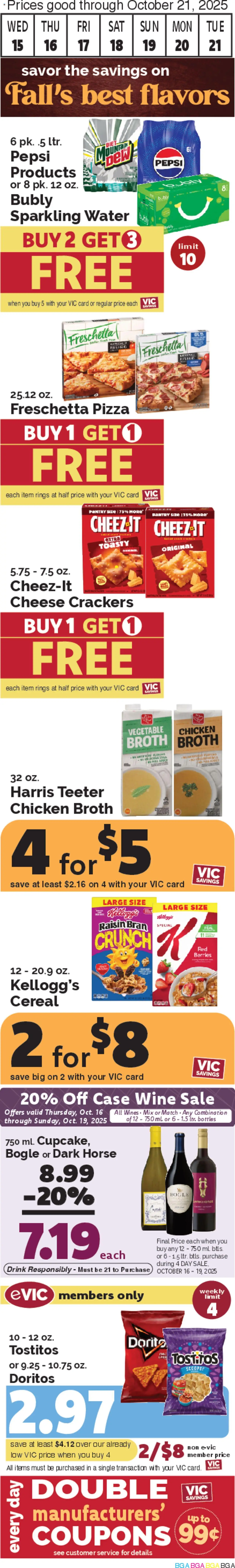 Harris Teeter Weekly Ad - valid from 15.10.2025 | Page: 2 | Products: Cheese, Wine, Water, Case