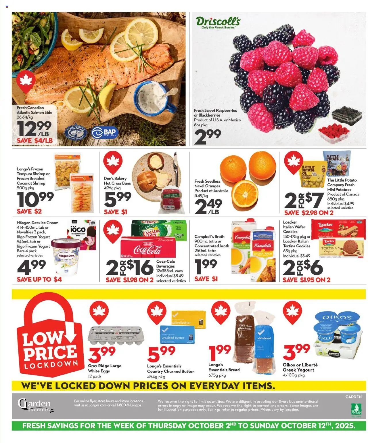 Longo's flyer valid from 02.10.2025 | Page: 3 | Products: Ice cream, Ridge, Yogurt, Bread