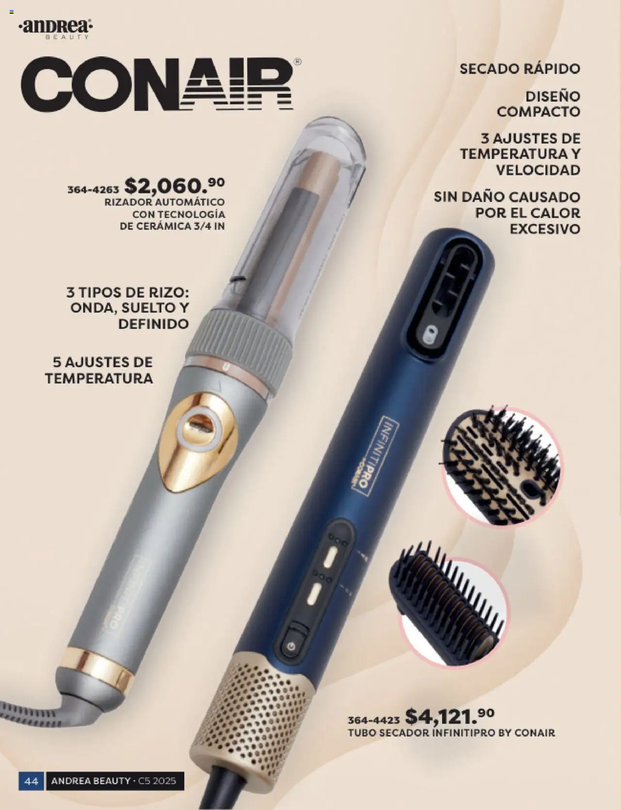 Nuevas ofertas de Andrea válidas en toda la República Mexicana desde el 24.08.2025. ¡Encuentra las mejores ofertas en Andrea - Catálogo Beauty Campaña 5! | Página: 44 | Productos: Rizador