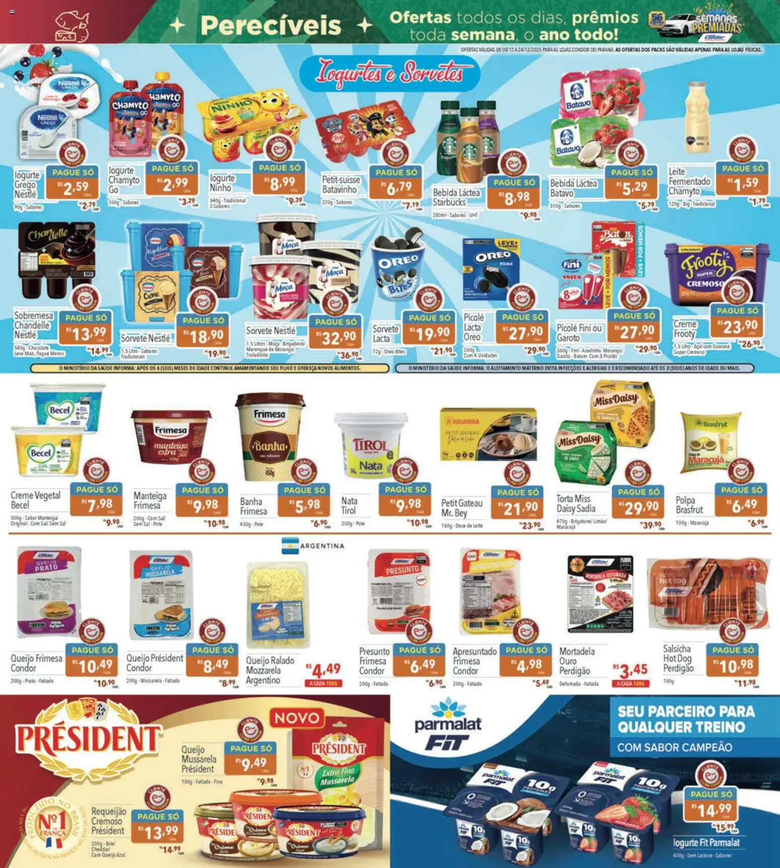 Supermercados Condor Folheto - válido de 08.12.2025 | Página: 14 | Produtos: Manteiga, Mortadela, Creme, Sorvete