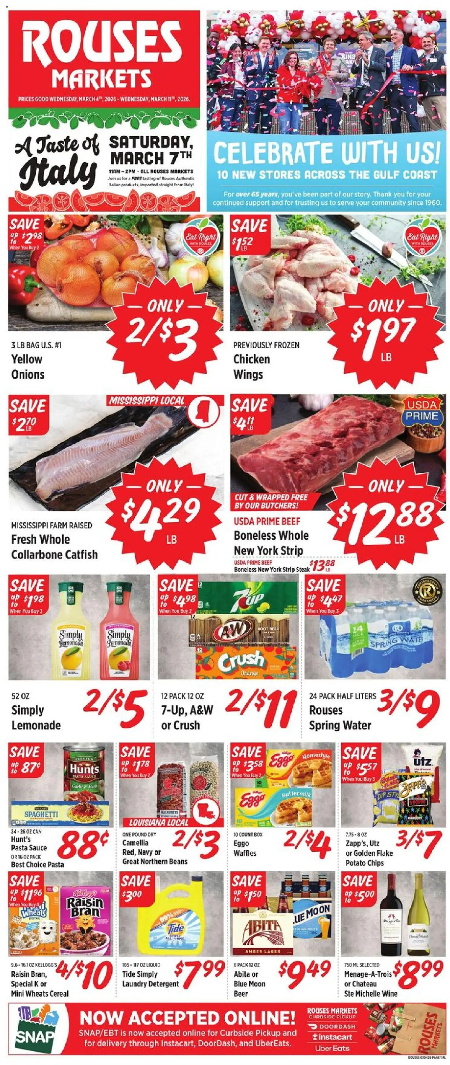 Rouses Weekly Ad - AL - valid from 04.03.2026 | Page: 1 | Products: Detergent, Pasta, Chips, Sauce