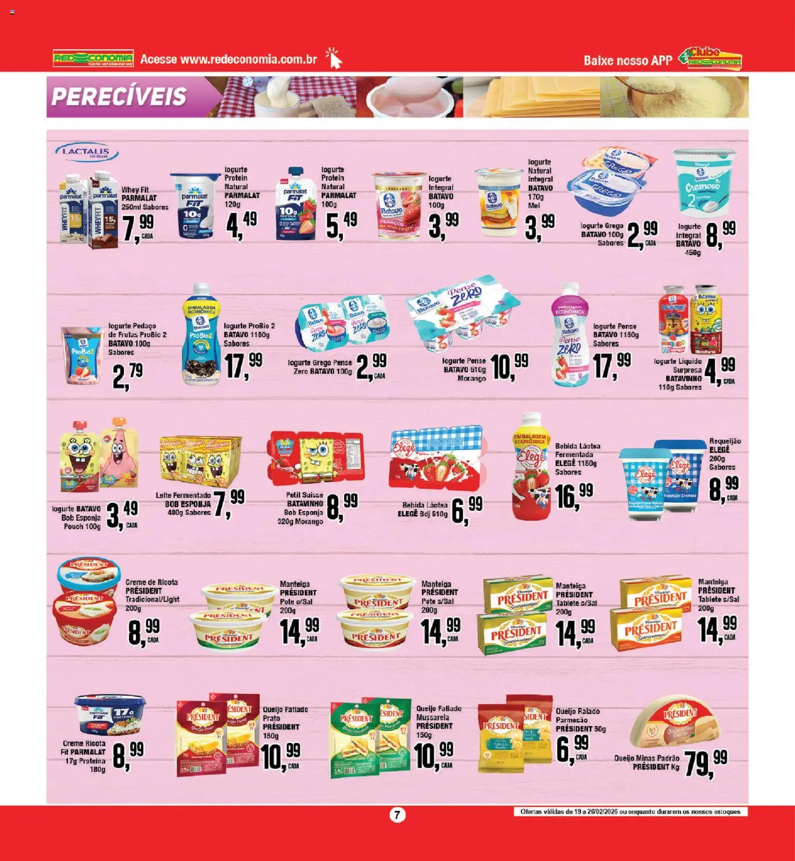 RedEconomia Folheto - válido de 19.02.2026 | Página: 7 | Produtos: Ricota, Bebida, Mussarela, Leite fermentado