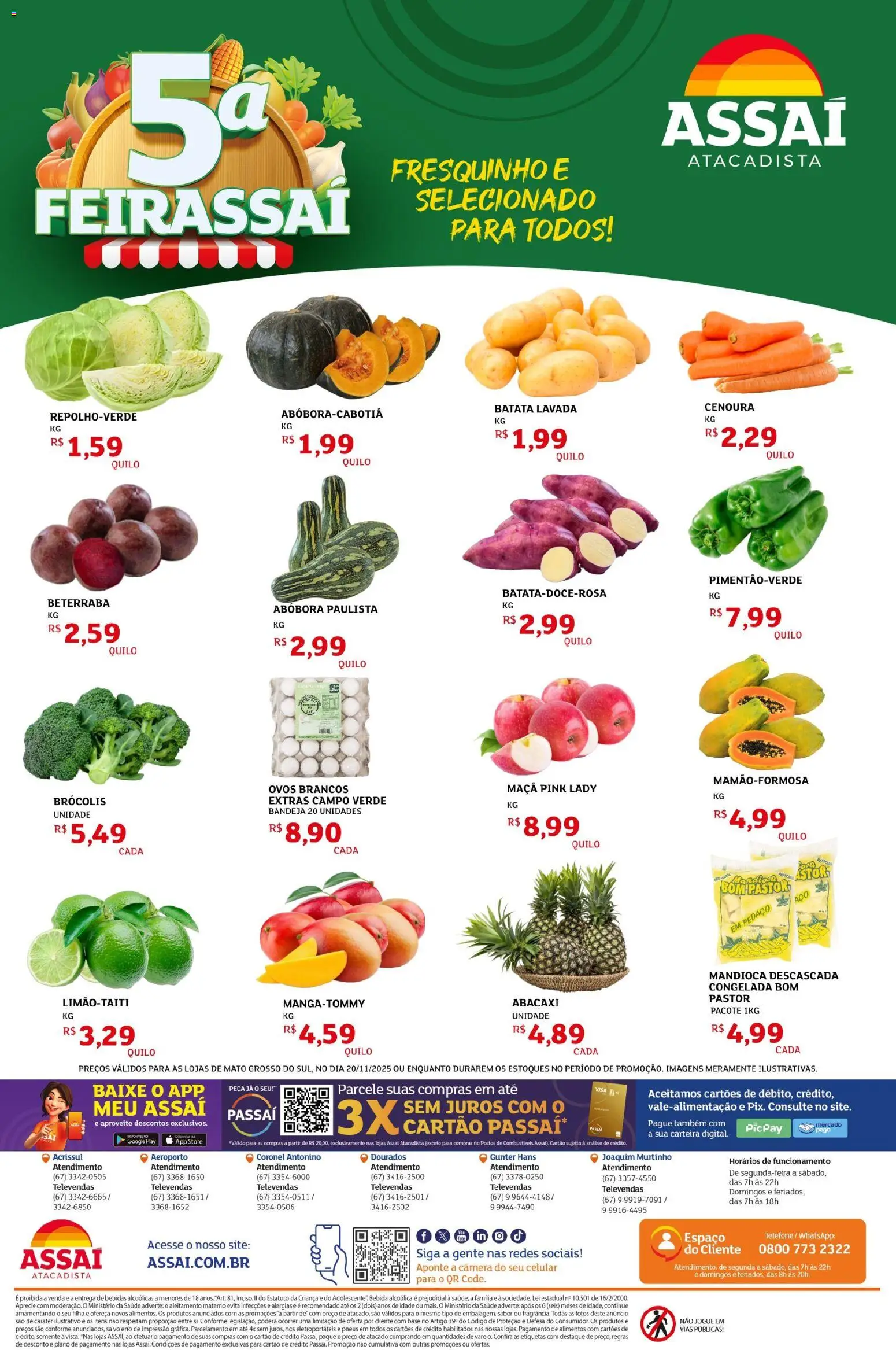 Assaí Atacadista Folheto - válido de 20.11.2025 | Página: 2 | Produtos: Abóbora, Mandioca, Ovos, Carteira