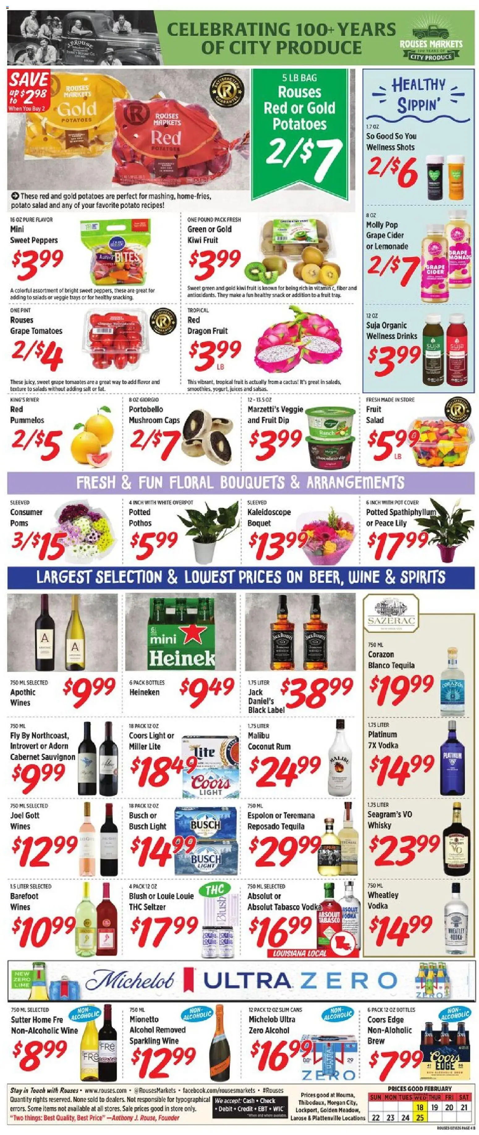 Rouses Weekly Ad - LA - valid from 18.02.2026 | Page: 7 | Products: Peppers, Wine, Salad, Salt