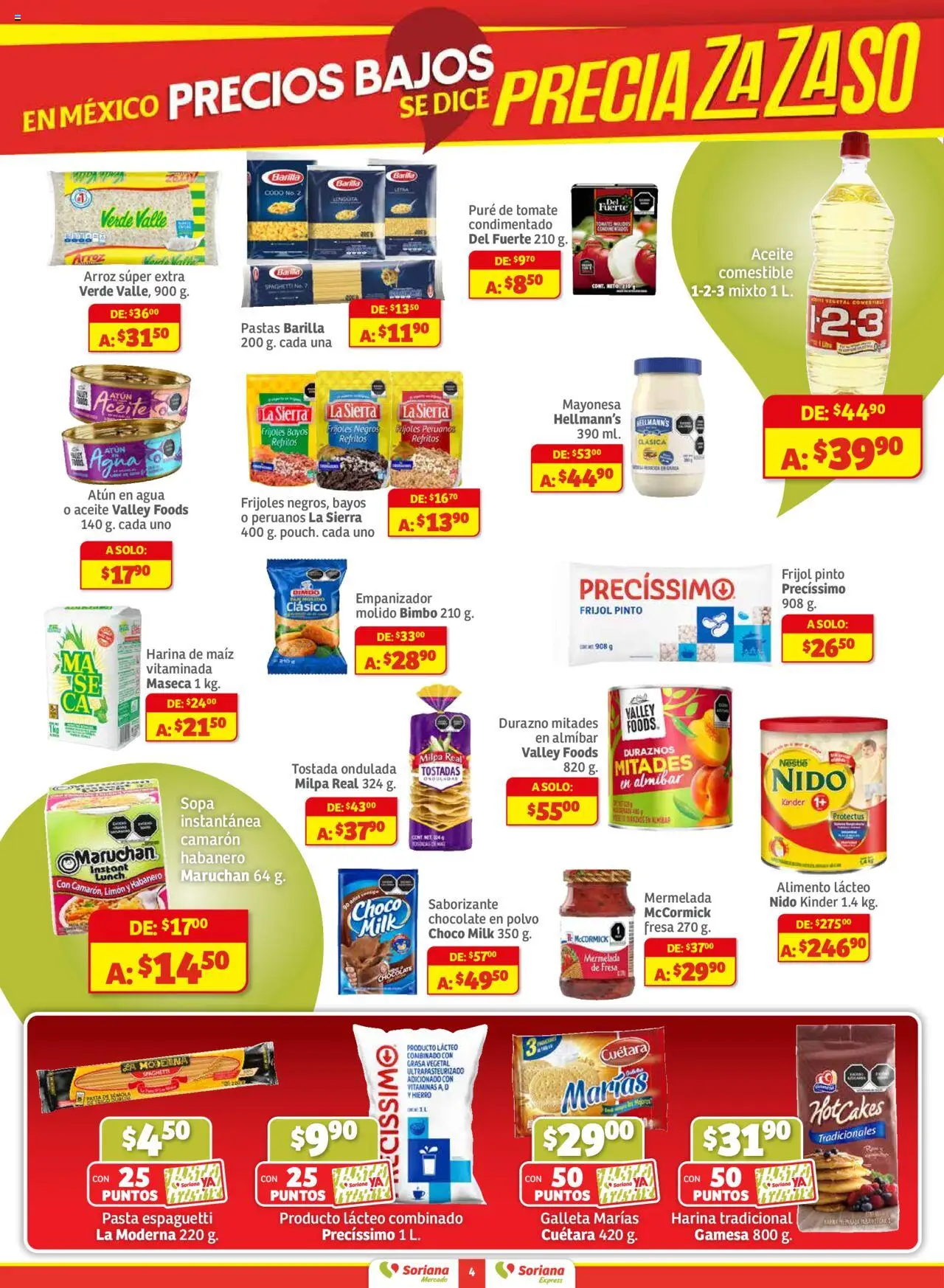 Nuevas ofertas de Soriana válidas en toda la República Mexicana desde el 18.09.2025. ¡Encuentra las mejores ofertas en Soriana - Pesito Valedor Mercado: Chih, Coah, Dur, NL, SLP, Tamps, Zac! | Página: 4 | Productos: Harina, Pan molido, Chocolate, Mermelada