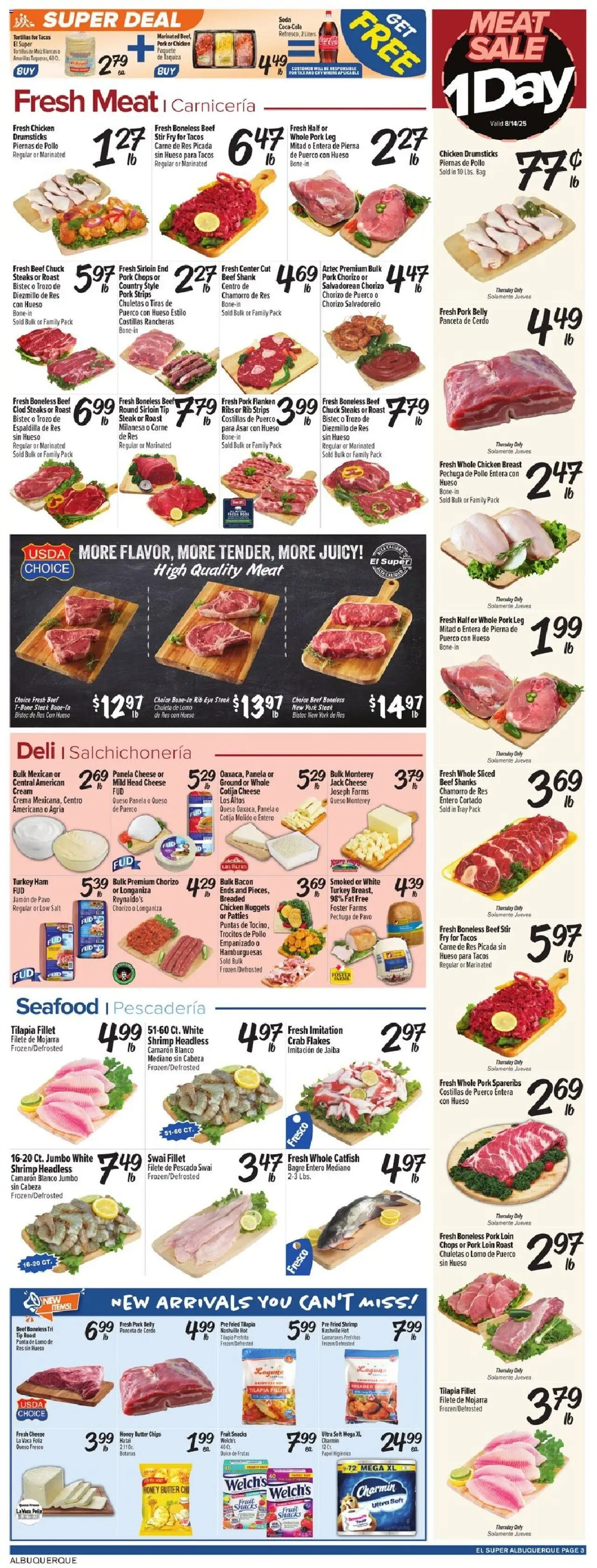 El Super Weekly Ad - NM - valid from 13.08.2025 | Page: 3 | Products: Butter, Beef, Flakes, Seafood