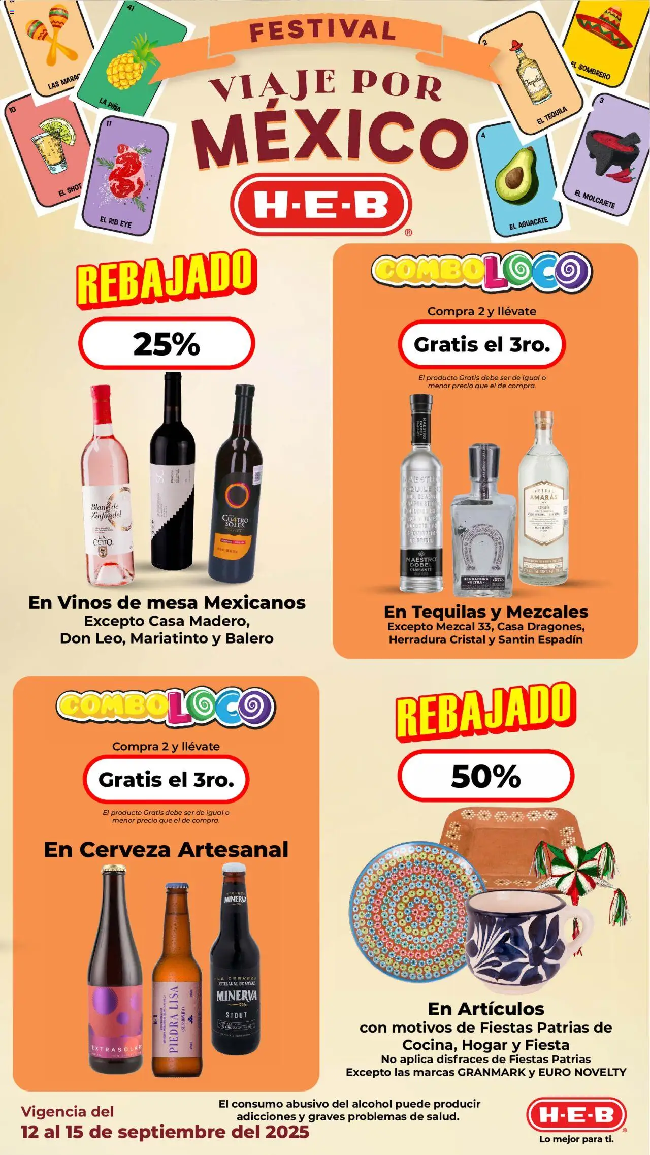Nuevas ofertas de H-E-B válidas en toda la República Mexicana desde el 12.09.2025. ¡Encuentra las mejores ofertas en H-E-B - Folleto! | Página: 3 | Productos: Sombrero, Aguacate, Piña, Mesa