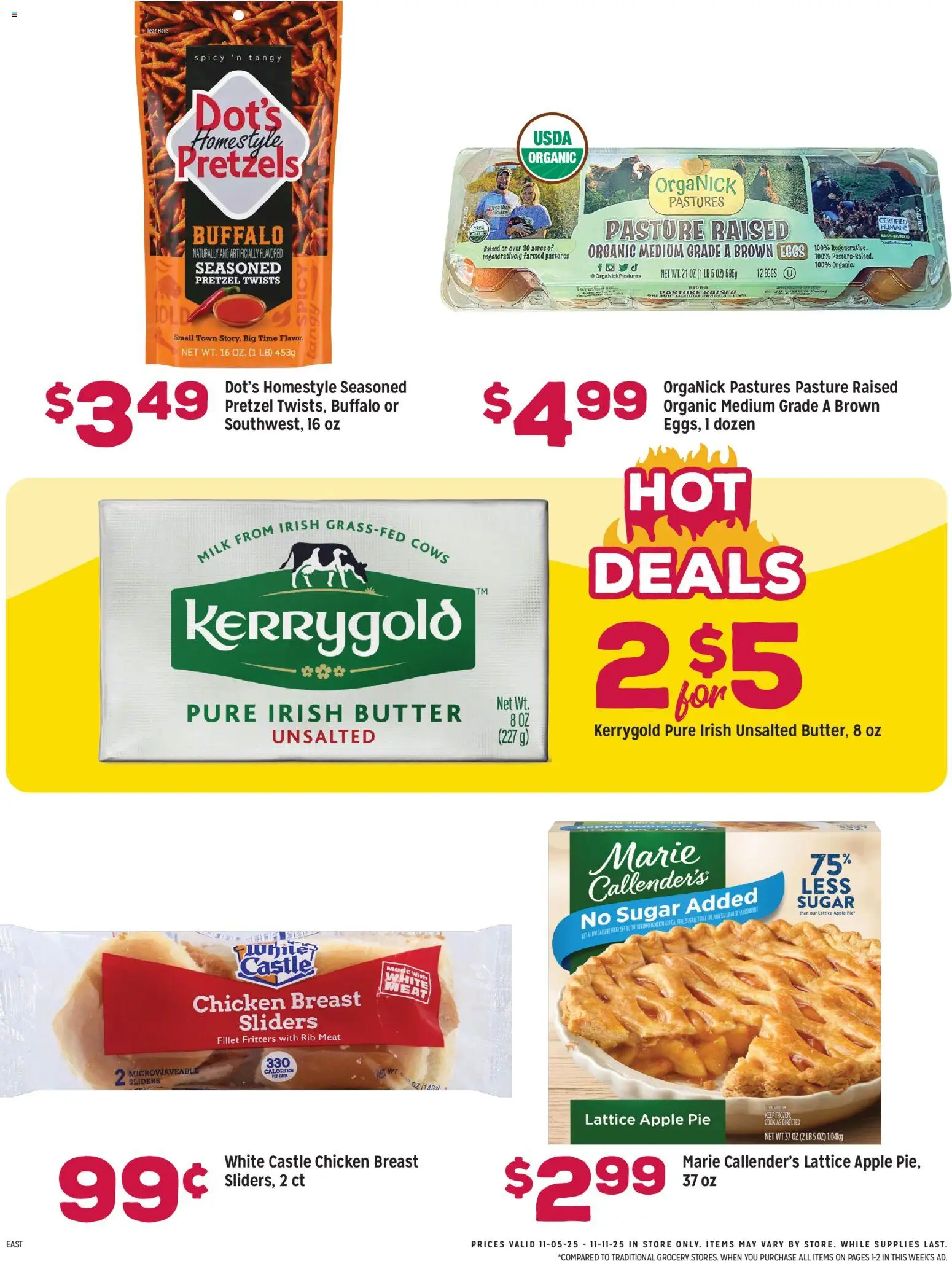 Grocery Outlet Weekly Ad - MD - valid from 05.11.2025 | Page: 3 | Products: Milk, Butter, Hat, Apple Pie
