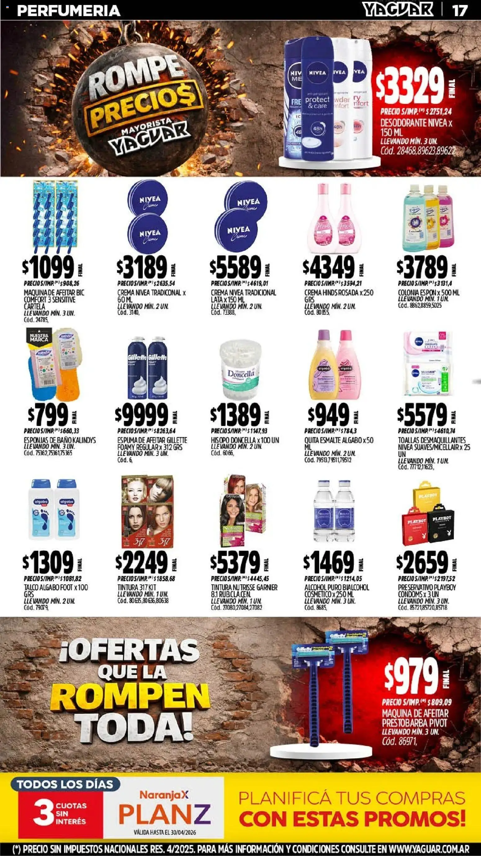 Yaguar - Oferta Semanal Córdoba │ válido desde el 13.04.2026 | Página: 17 | Productos: Toallas, Tintura, Espuma de afeitar, Desodorante