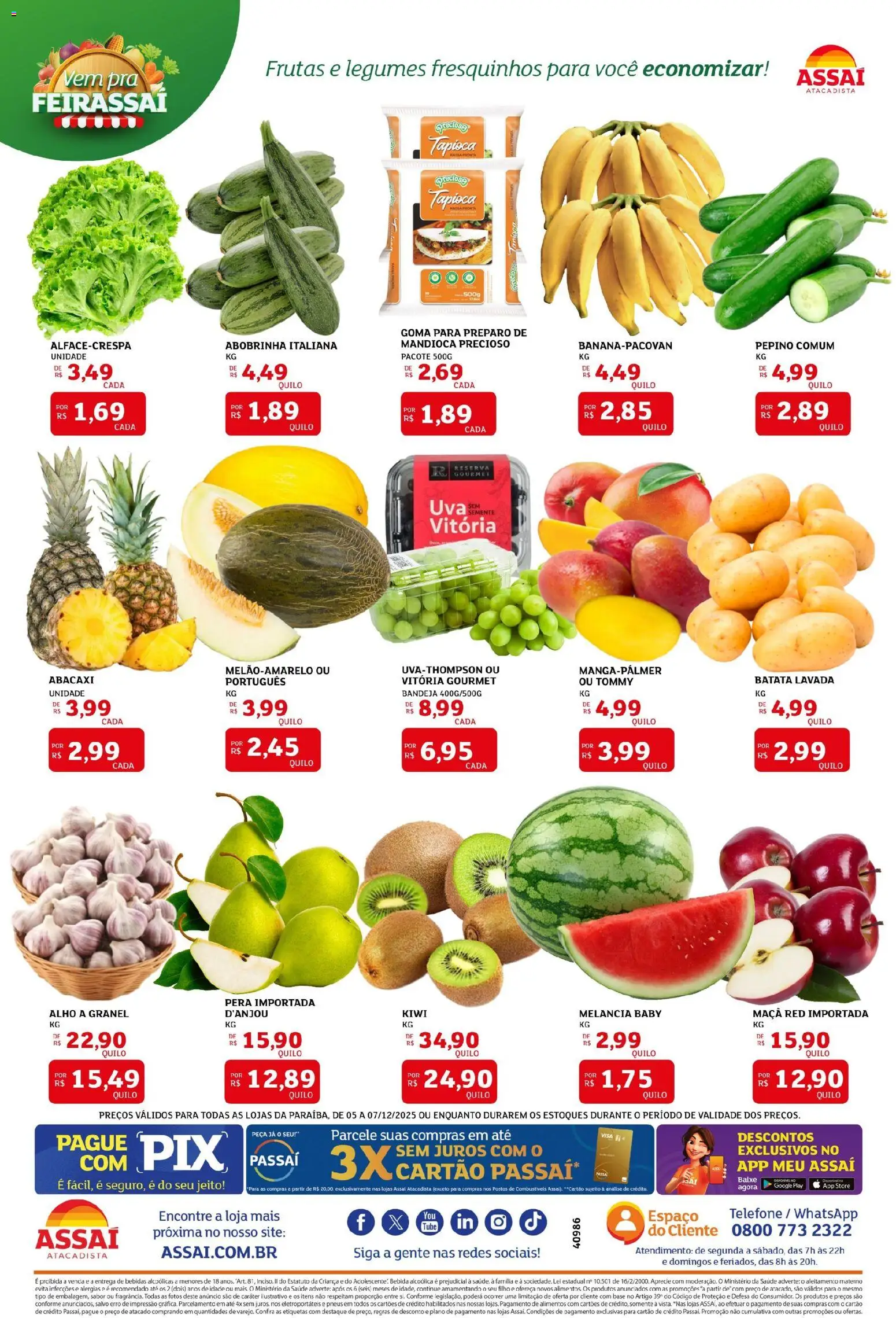 Assaí Atacadista Folheto - válido de 05.12.2025 | Página: 3 | Produtos: Alho, Tapioca, Pneus, Bandeja