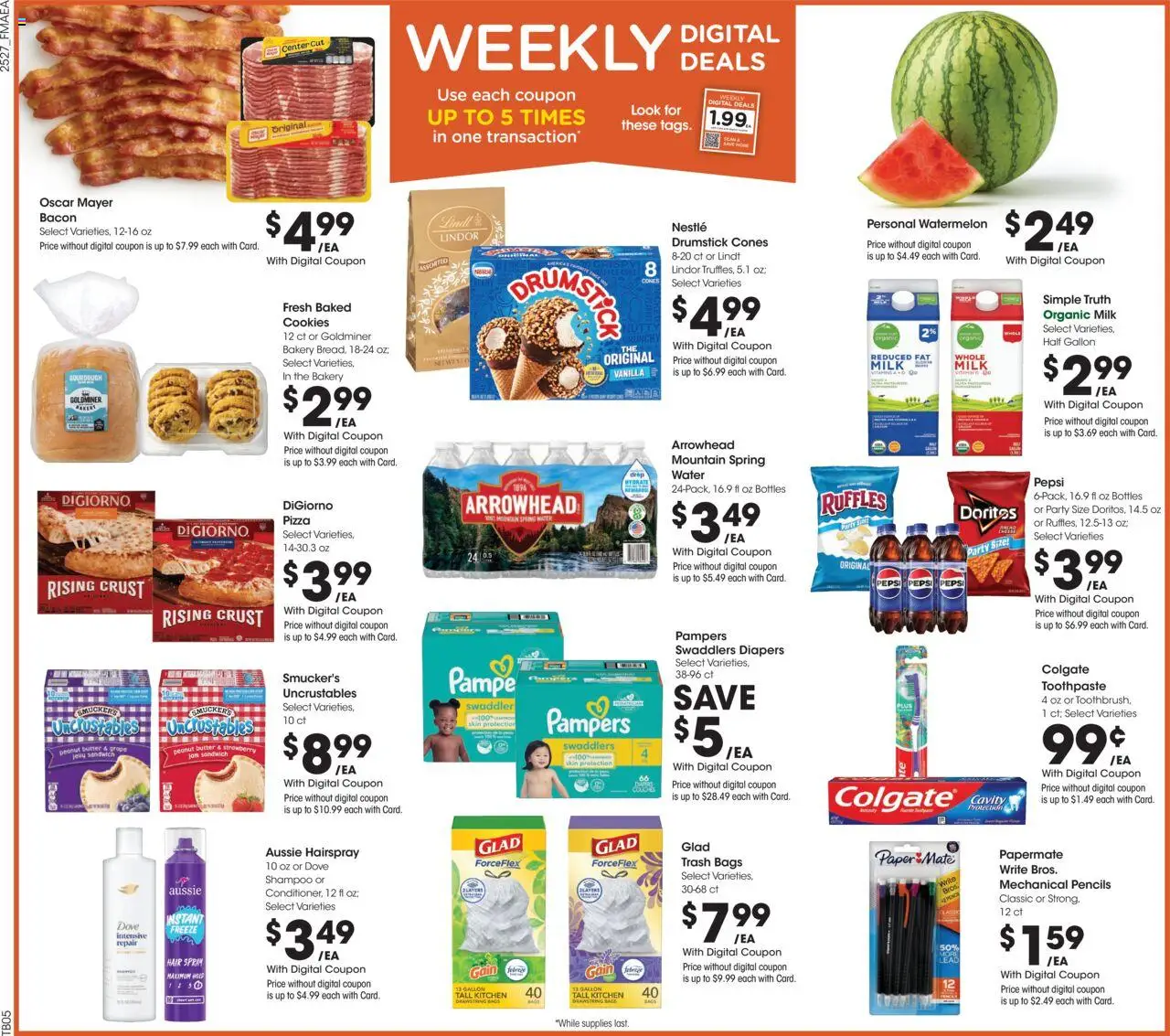 Fred Meyer Weekly Ad - valid from 06.08.2025 | Page: 2 | Products: Bakery, Milk, Toothpaste, Water
