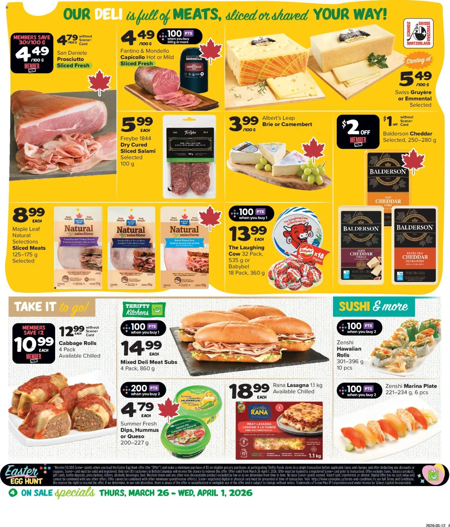 Thrifty Foods flyer valid from 26.03.2026 | Page: 5 | Products: Turkey, Oven, Salami, Ham