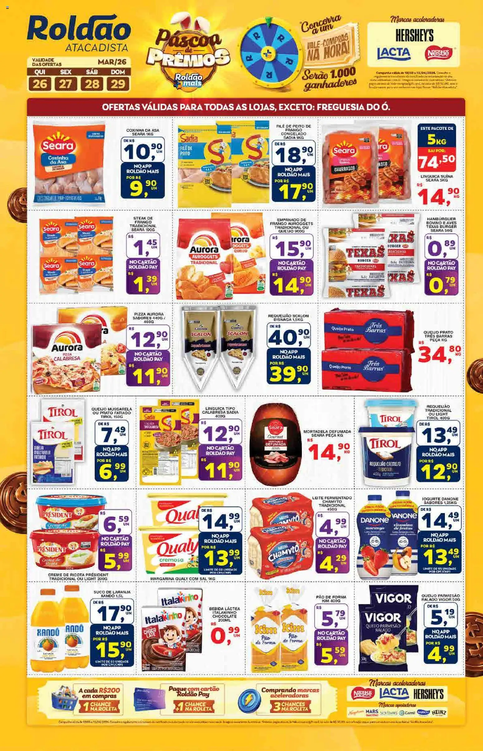 Roldão Folheto - válido de 26.03.2026 | Página: 2 | Produtos: Linguiça, Mortadela, Leite fermentado, Margarina