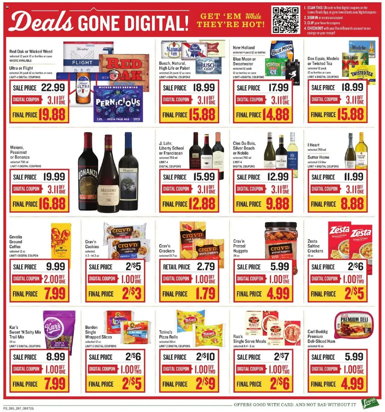 Lowes Foods Weekly Ad - NC - valid from 17.09.2025 | Page: 3 | Products: Coffee, Chocolate, Pizza, Chocolate Chip