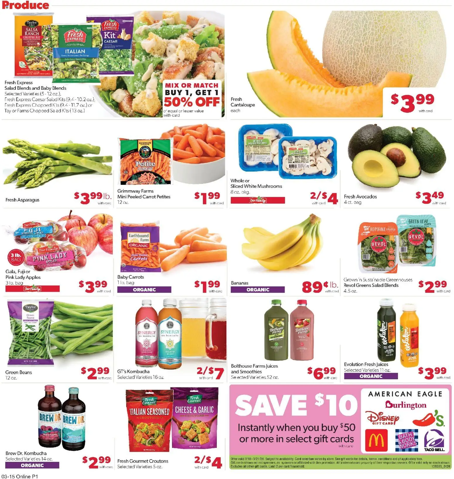 Family Fare Weekly Ad - IA - valid from 15.03.2026 | Page: 5 | Products: Romaine, Apples, Bananas, Salad
