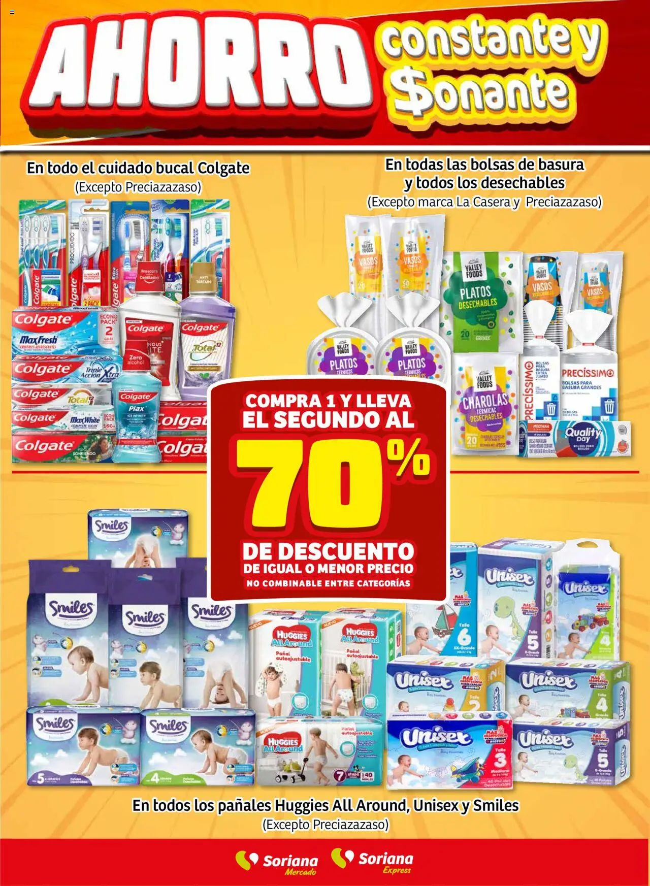 Nuevas ofertas de Soriana válidas en toda la República Mexicana desde el 21.08.2025. ¡Encuentra las mejores ofertas en Soriana - Fin de Semana Mercado: Ags, Nay, Jal, Qro, Col, Mich, Gto, Hgo, Tlax, Mor, Pue, Gro, Oax, Edo. de Mex, CDMX, Zac y SLP! | Página: 5 | Productos: Pañales, Vasos