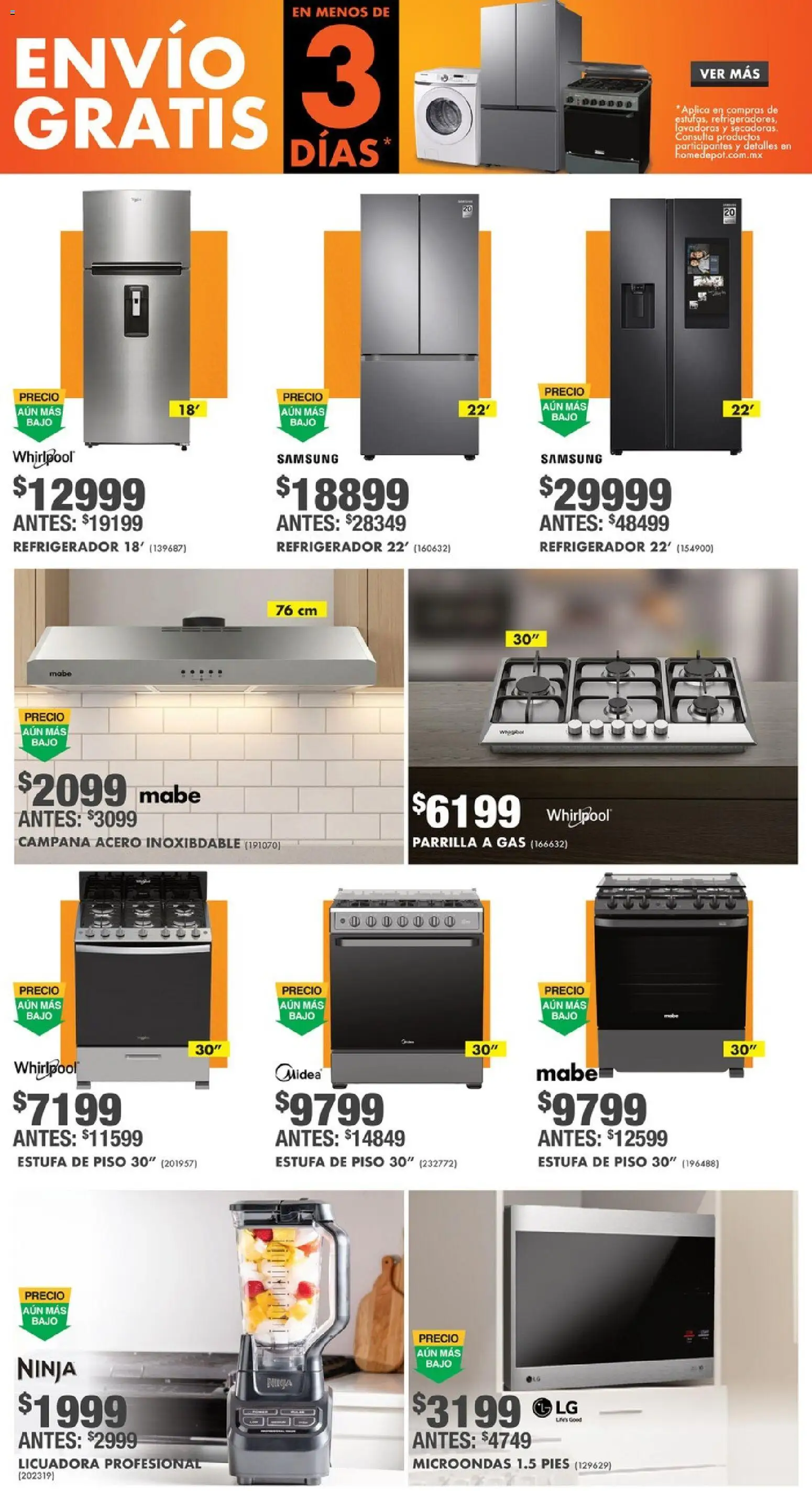 Nuevas ofertas de Home Depot válidas en toda la República Mexicana desde el 15.01.2026. ¡Encuentra las mejores ofertas en Home Depot catálogo! | Página: 3 | Productos: Licuadora, Microondas, Parrilla, Campana