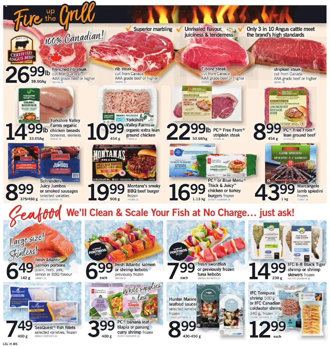 Loblaws flyer valid from 28.08.2025 | Page: 4 | Products: Fish, Beef, Turkey, Chicken