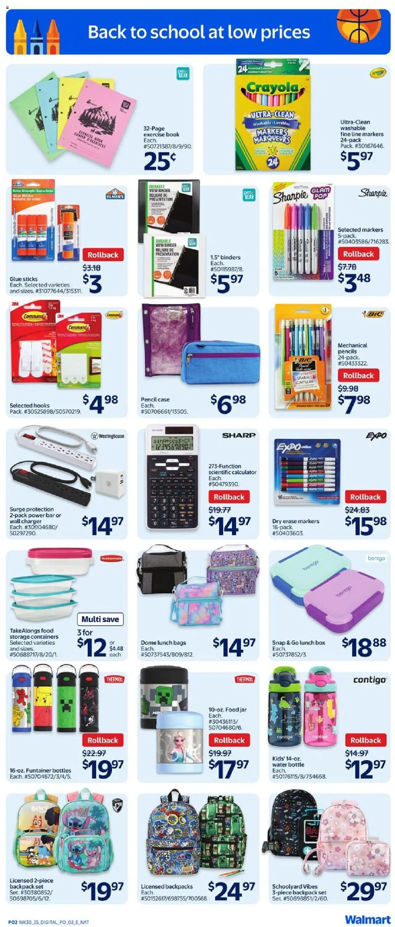 Walmart flyer valid from 21.08.2025 | Page: 2 | Products: Backpack, Case, Calculator, Box