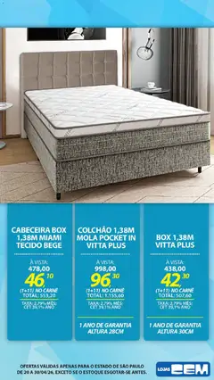 Lojas Cem - Ofertas atuais - Pré-Visualização do folheto da loja Lojas Cem, válido de 20.04.2026 | Página: 100 | Produtos: Colchão, Tecido, Carne
