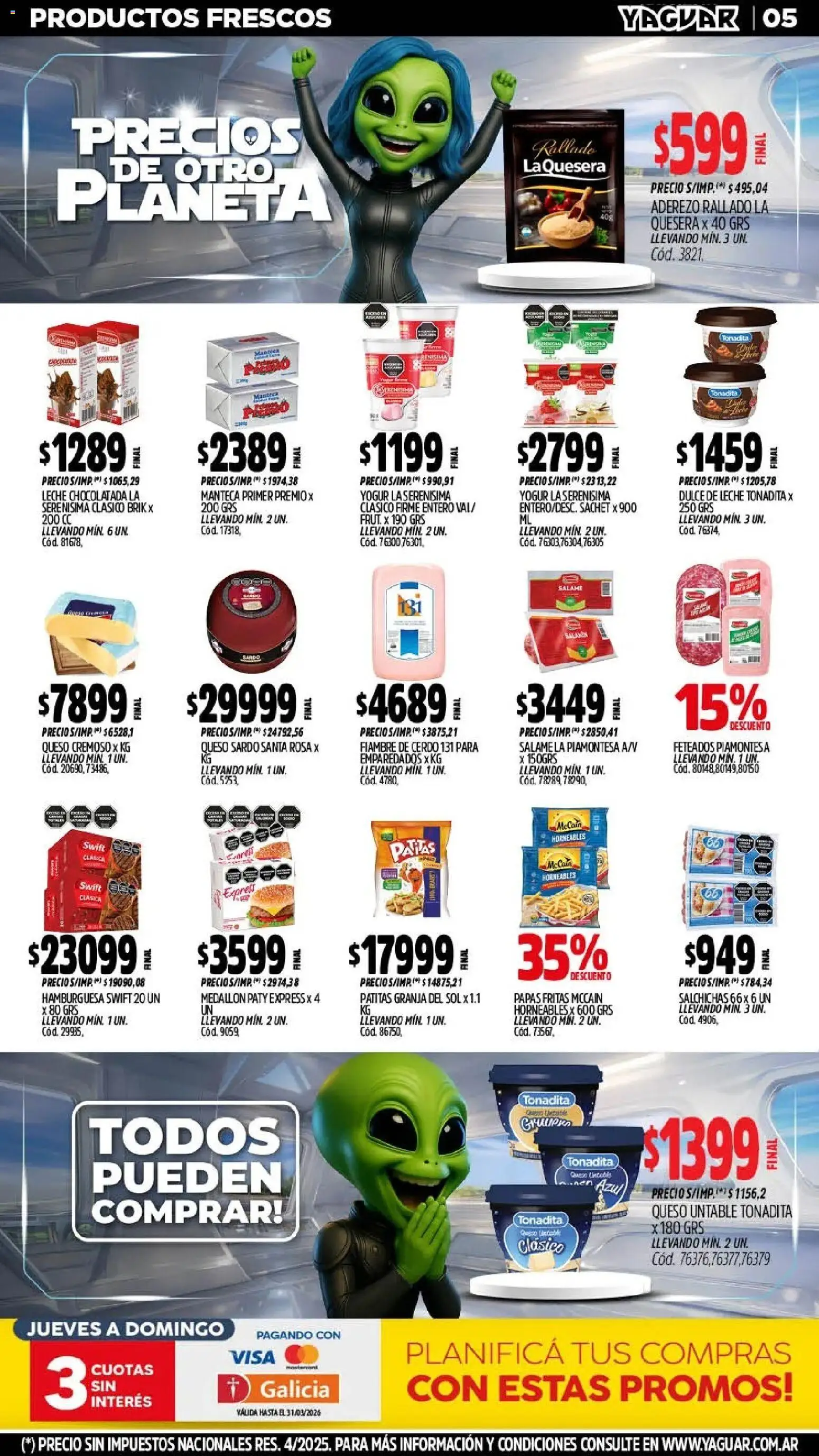 Yaguar - Oferta Semanal General Roca │ válido desde el 11.03.2026 | Página: 7 | Productos: Aderezo, Manteca, Yogur, Cerdo