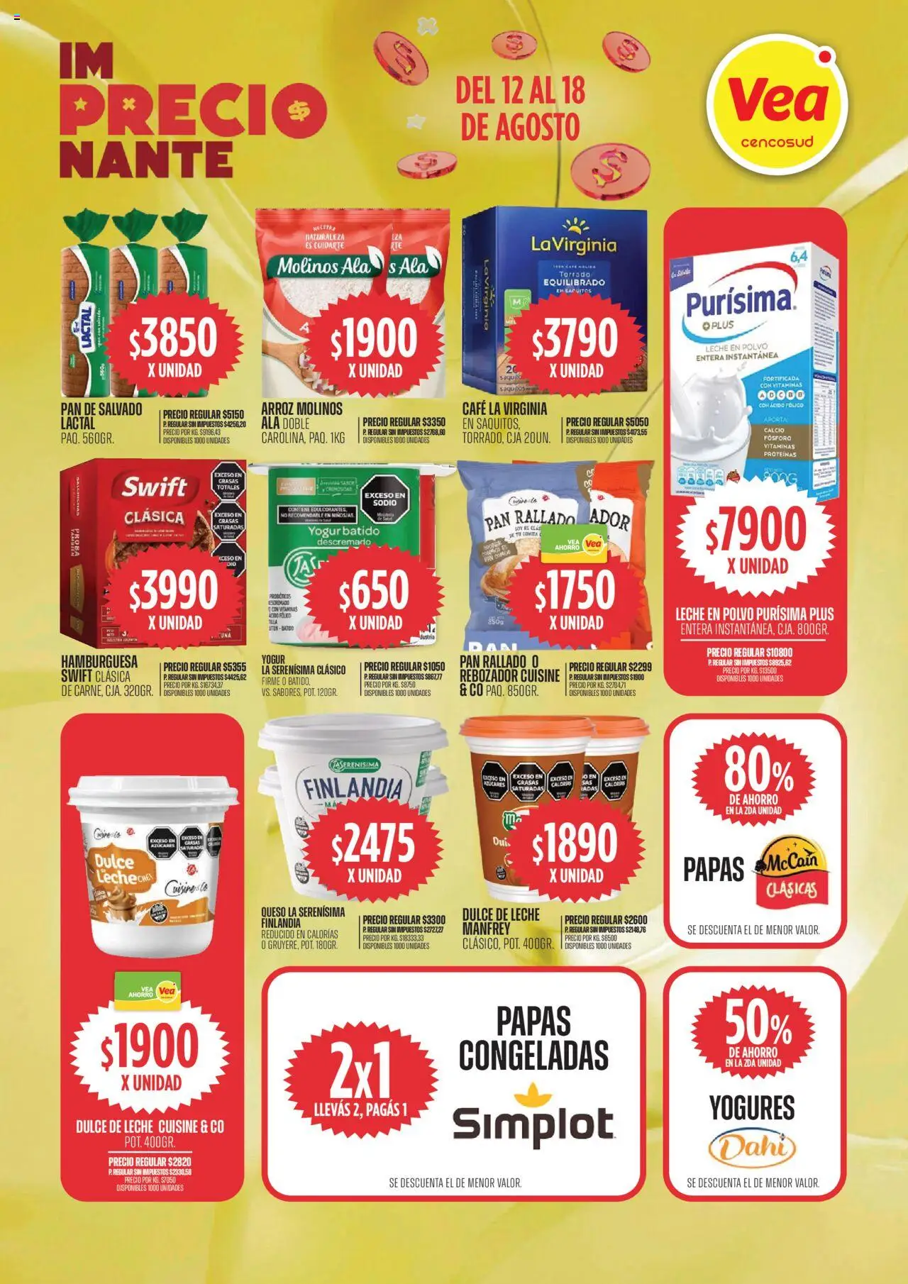 Vea - Oferta imPRECIOnante Córdoba │ válido desde el 12.08.2025 | Página: 5 | Productos: Leche en polvo, Dulce de leche, Yogur, Pan