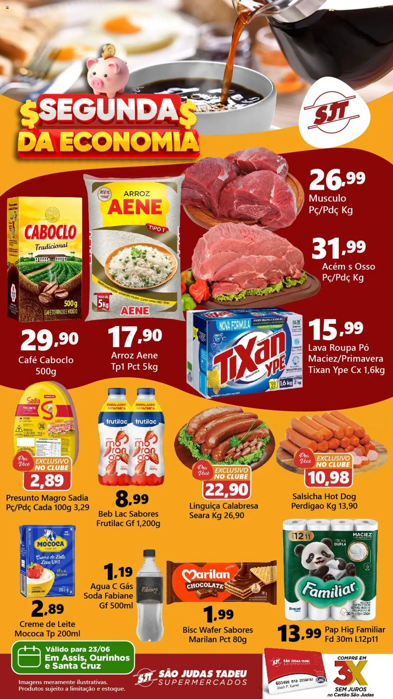 São Judas Tadeu Folheto - válido de 23.06.2025 | Página: 1 | Produtos: Pó, Salsicha, Chocolate, Creme de leite