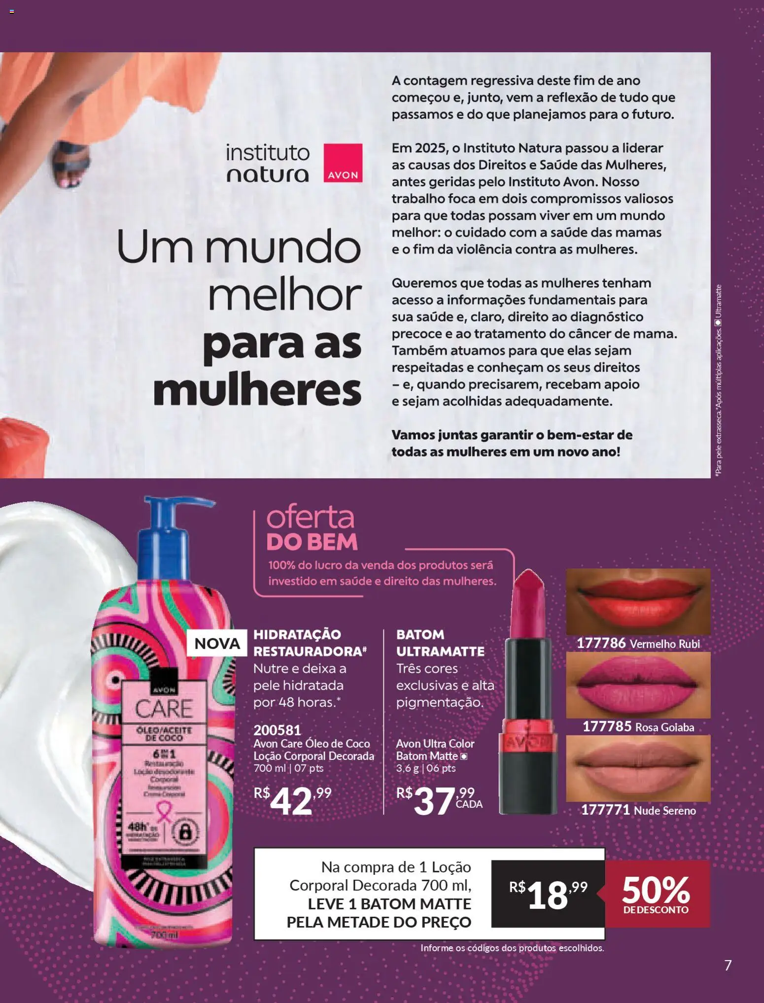 Avon Folheto - válido de 21.11.2025 | Página: 7 | Produtos: Goiaba, Batom, Óleo, Óleo de coco