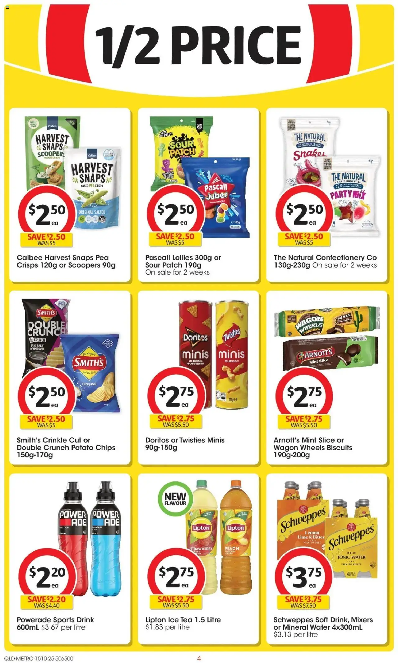 Coles catalogue - valid from 15.10.2025 | Page: 4 | Products: Lollies, Chips, Salt, Peach