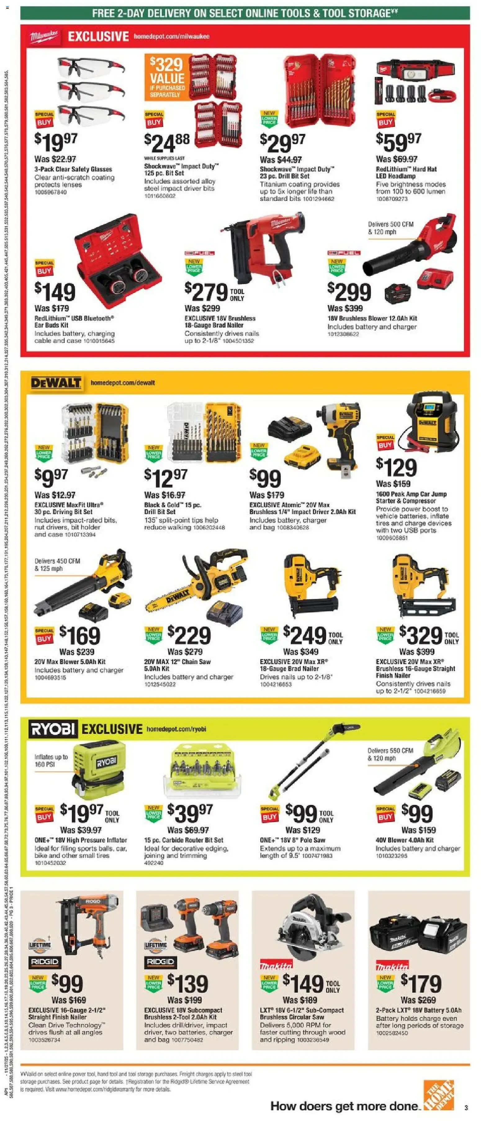 Home Depot Local Ad - NC - valid from 27.11.2025 | Page: 3 | Products: Compressor, Saw, Battery, Circular Saw