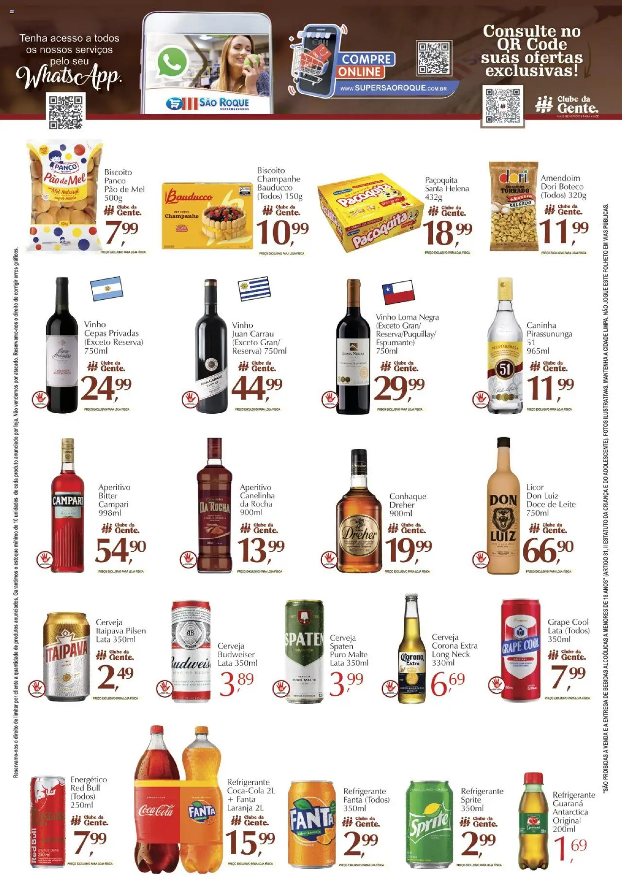 São Roque Supermercados Folheto - válido de 10.10.2025 | Página: 3 | Produtos: Biscoito, Fanta, Conhaque, Cola