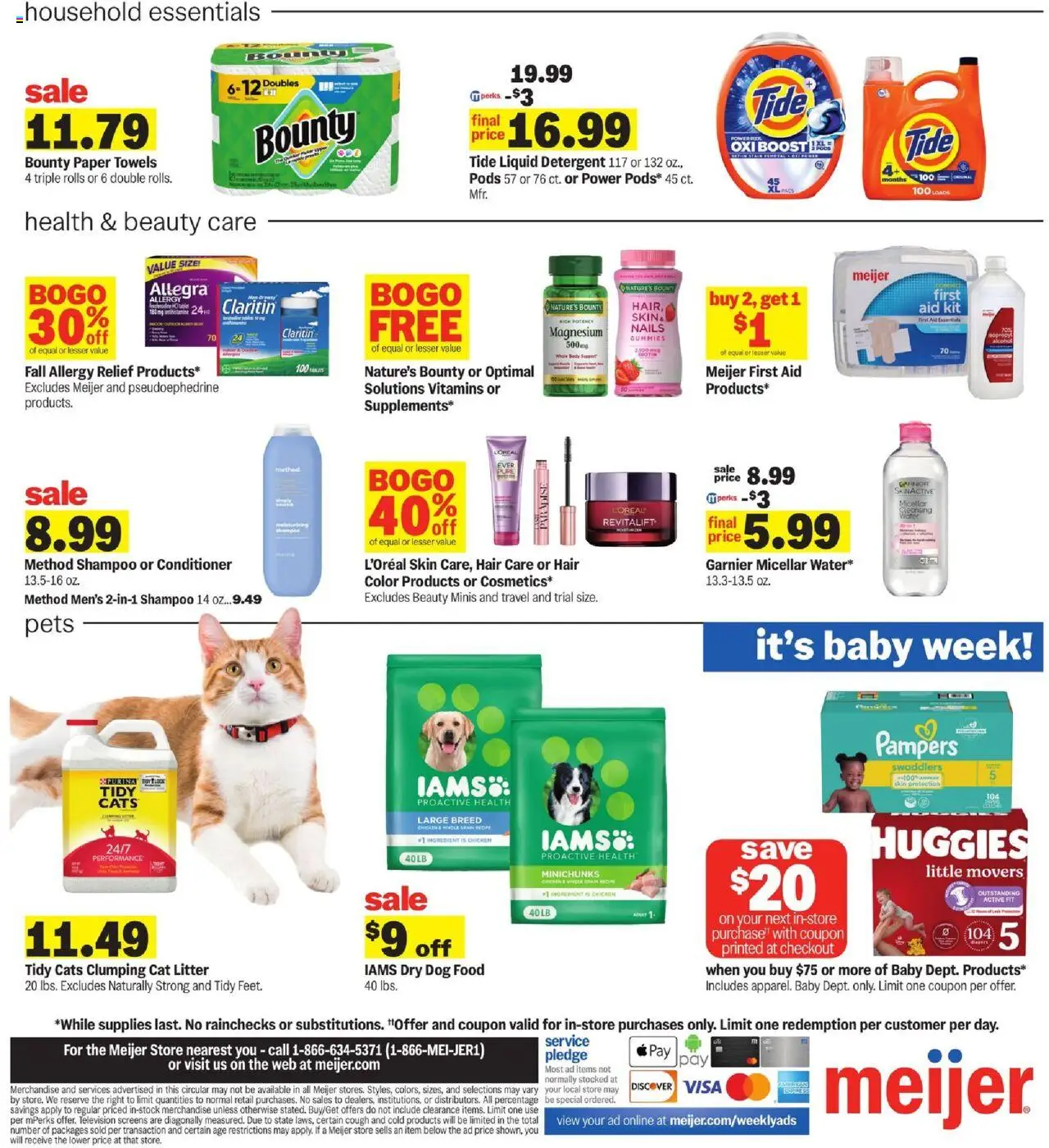 Meijer Weekly Ad - valid from 24.08.2025 | Page: 4 | Products: Cat Litter, Conditioner, Detergent, Water