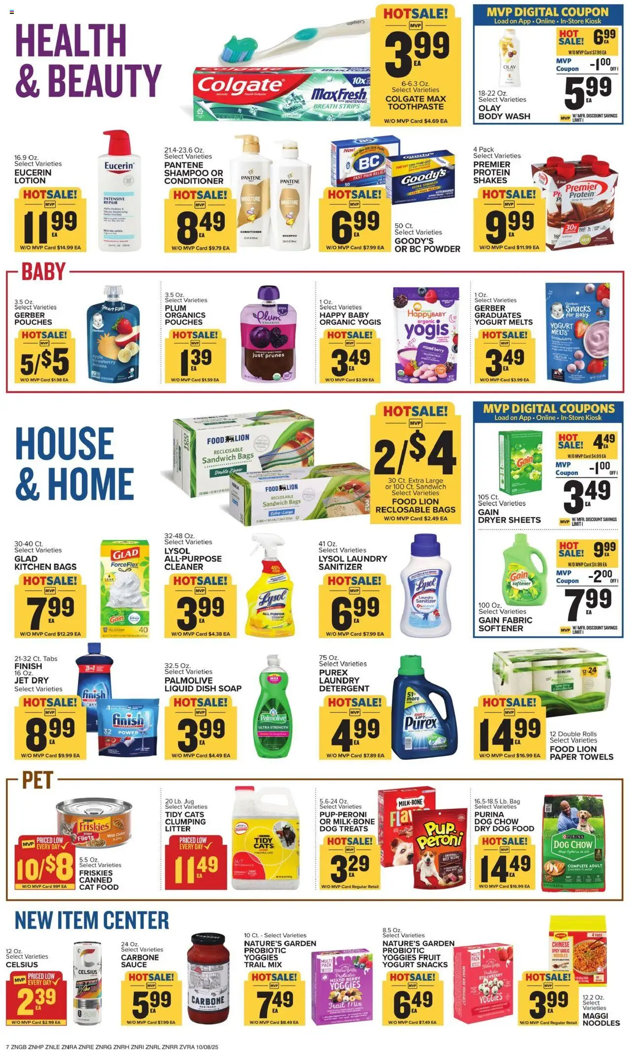 Food Lion Weekly Ad - valid from 08.10.2025 | Page: 12 | Products: Cat Food, Powder, Garlic, Dryer