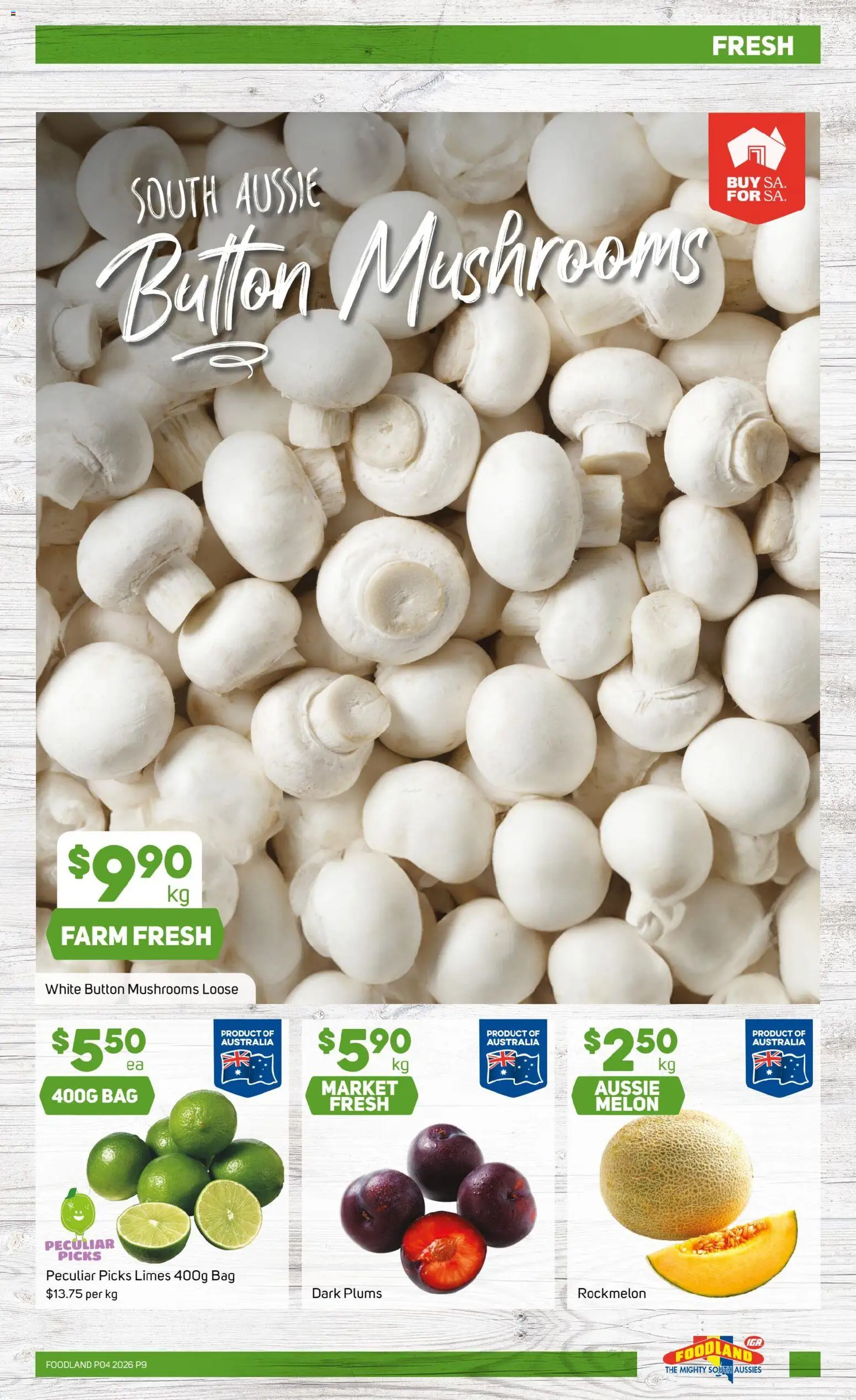 Foodland catalogue - valid from 21.01.2026 | Page: 9 | Products: Mushrooms, Rockmelon, Plums, Bag