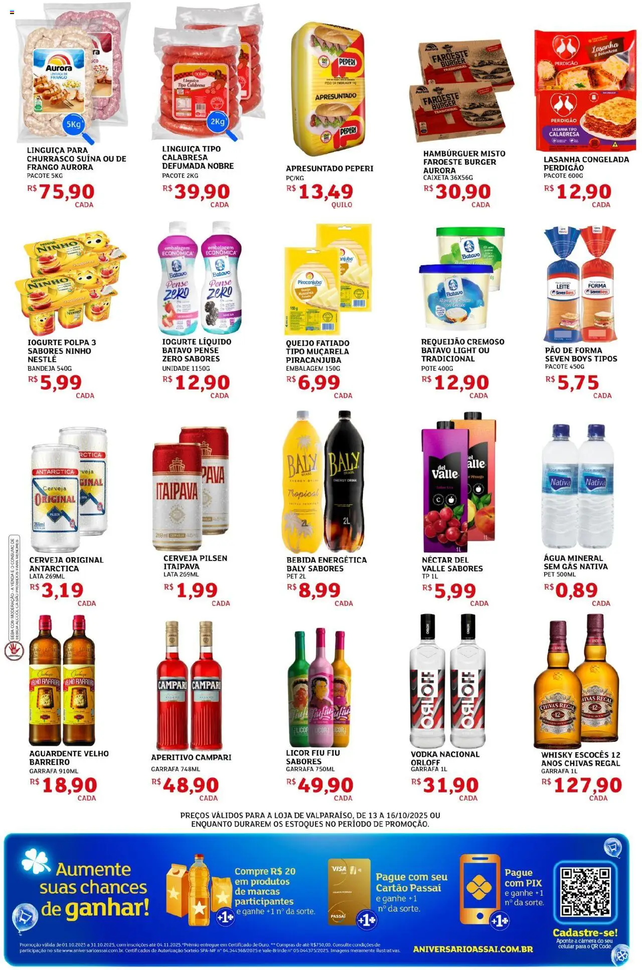 Assaí Atacadista Folheto - válido de 13.10.2025 | Página: 3 | Produtos: Whisky, Licor, Linguiça, Muçarela