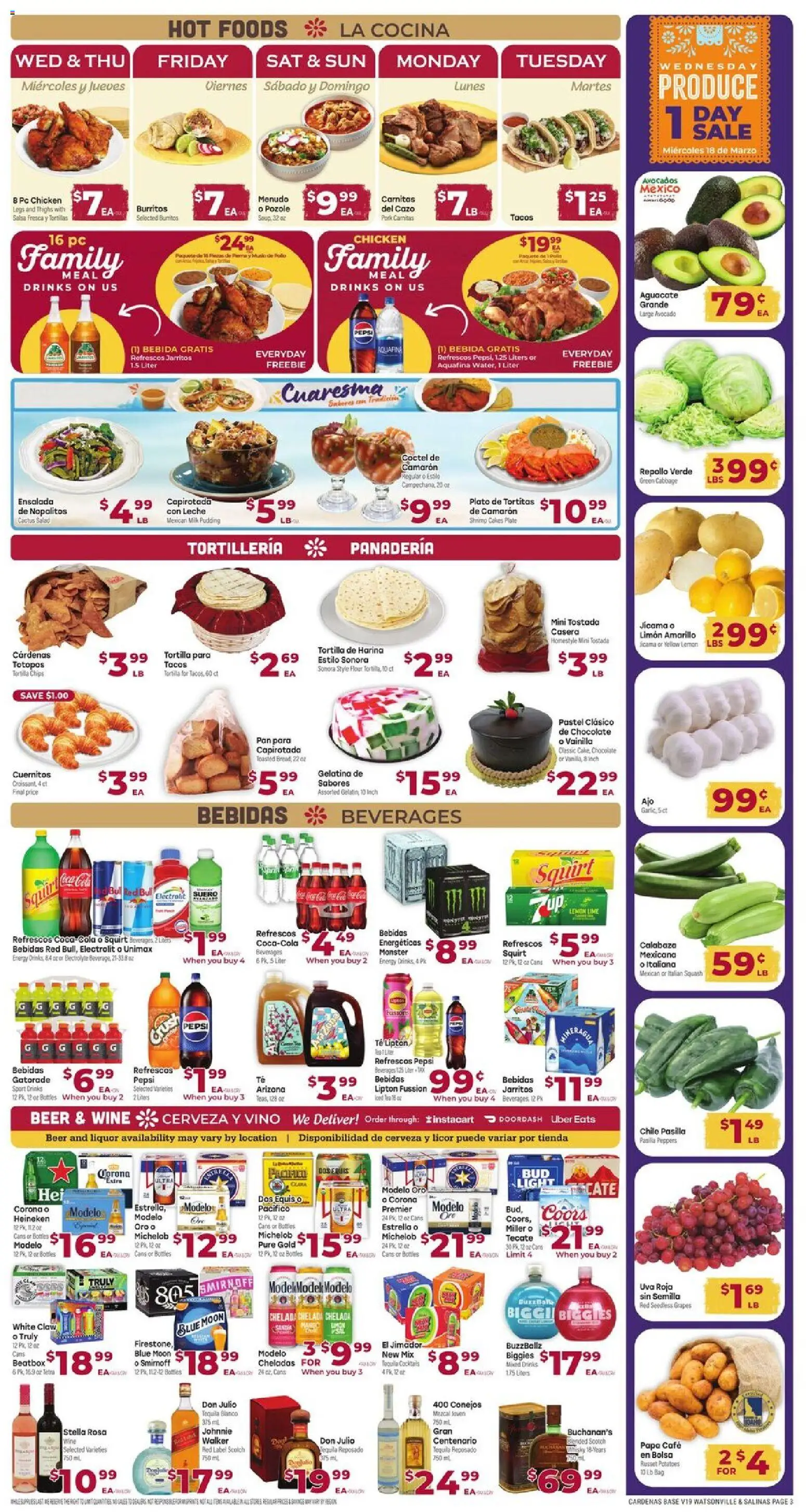Cardenas Weekly Ad - CA - valid from 18.03.2026 | Page: 3 | Products: Peppers, Chocolate, Salad, Grapes