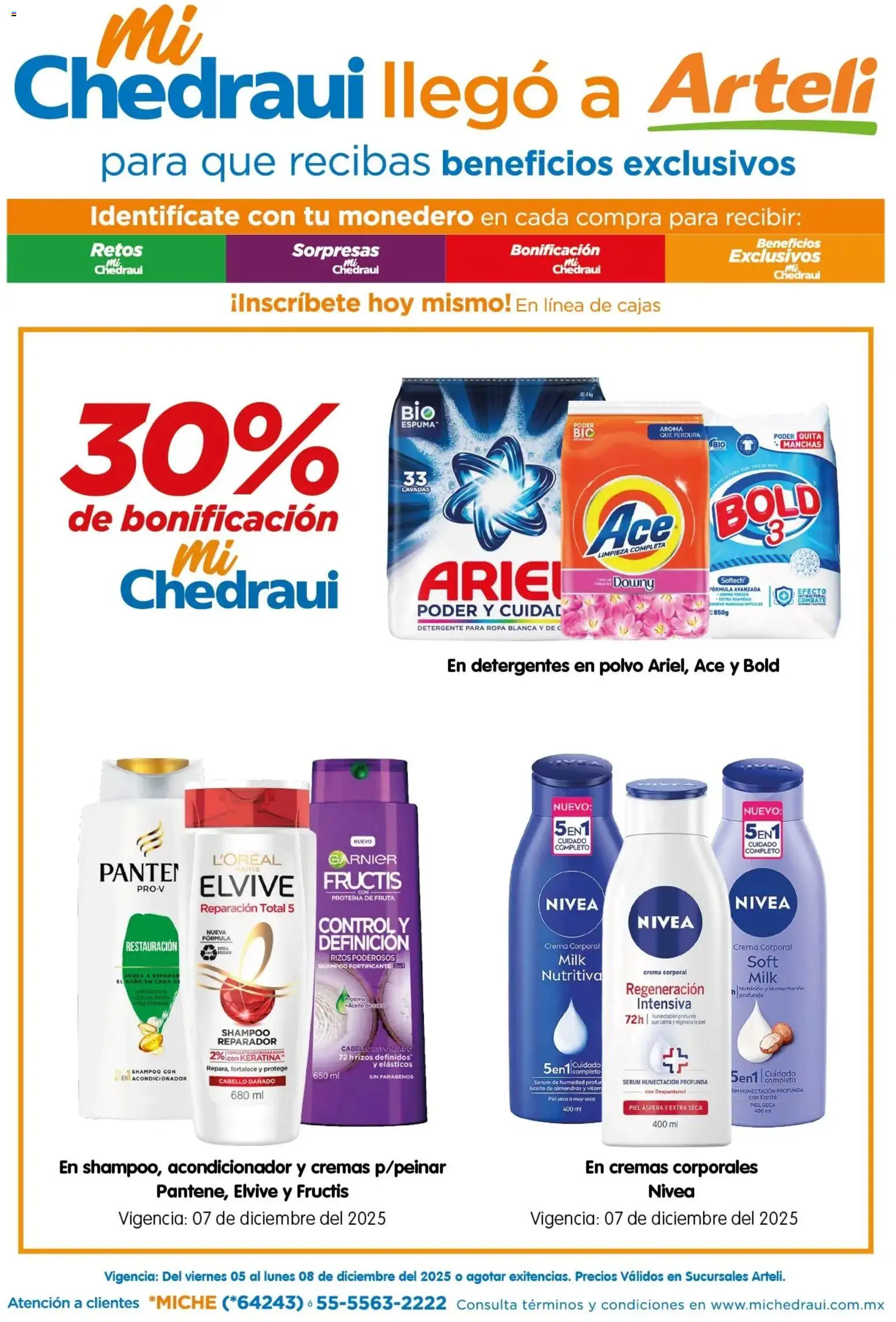 Nuevas ofertas de Arteli válidas en toda la República Mexicana desde el 05.12.2025. ¡Encuentra las mejores ofertas en Arteli folleto MiChedraui! | Página: 1 | Productos: Almendras, Detergente, Aceite, Polvo