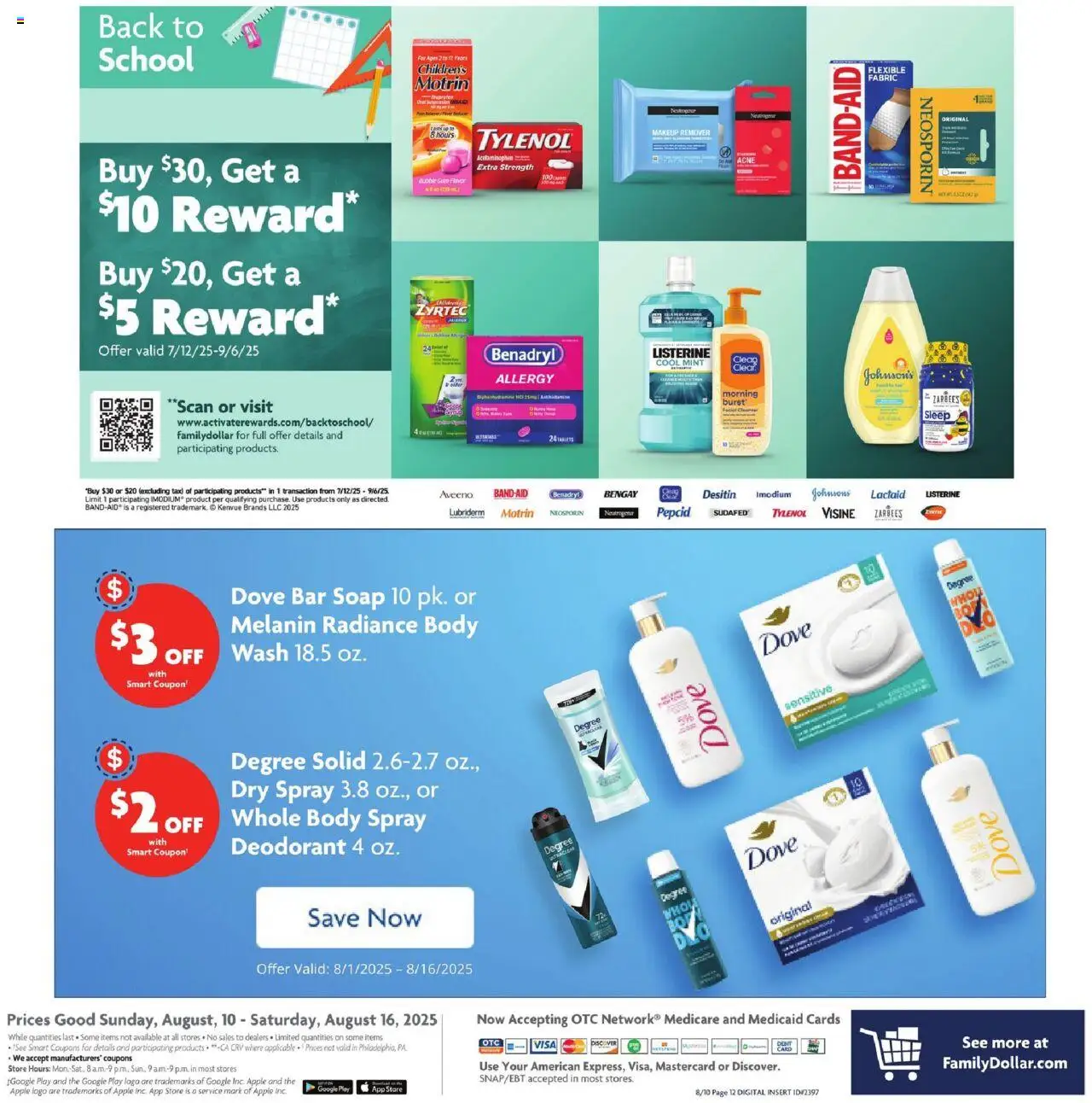 Family Dollar Weekly Ad - valid from 10.08.2025 | Page: 14 | Products: Makeup Remover, Deodorant, Bar Soap, Body Wash