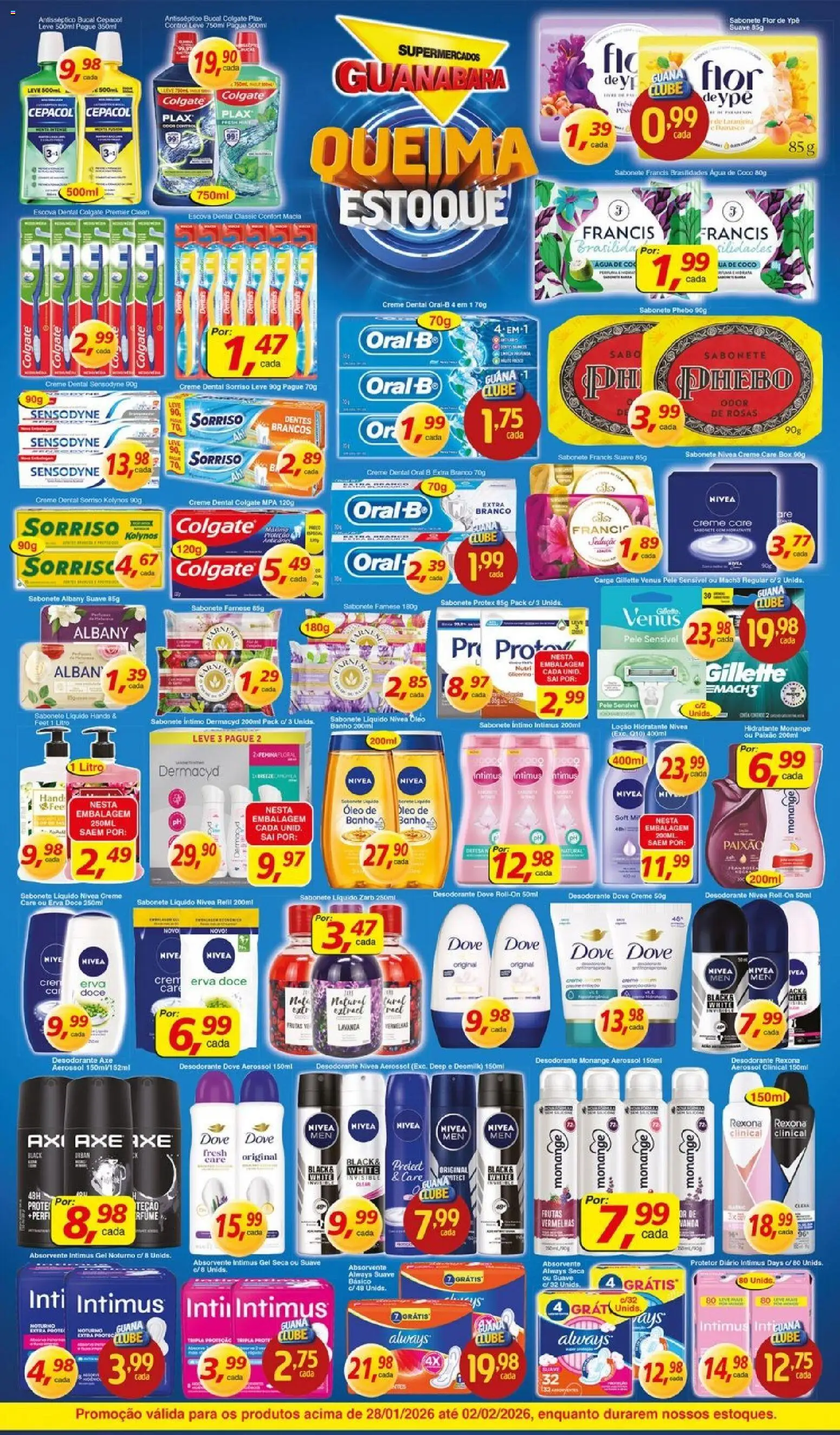 Supermercados Guanabara Folheto - válido de 28.01.2026 | Página: 6 | Produtos: Escova, Desodorante, Creme, Dove