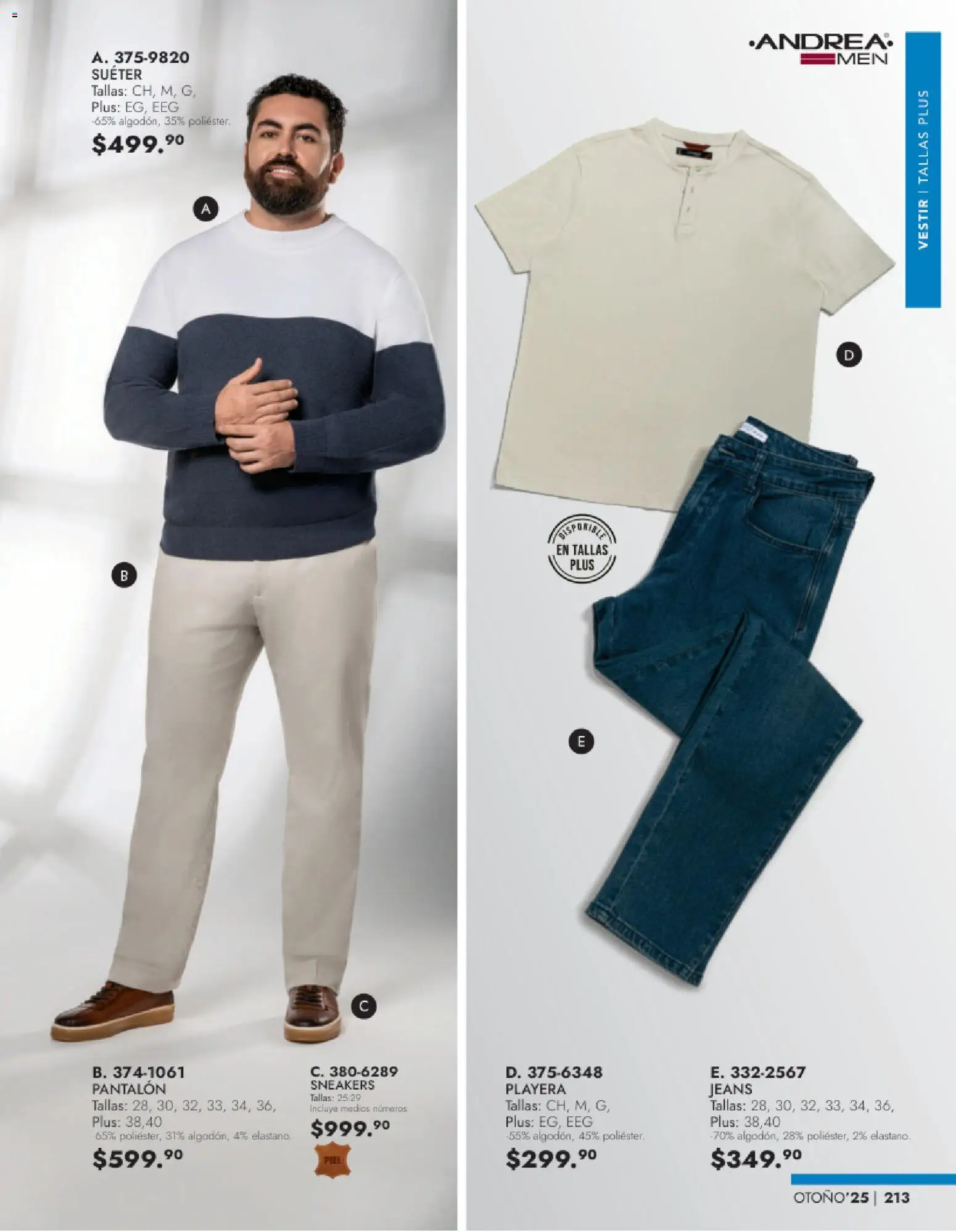 Nuevas ofertas de Andrea válidas en toda la República Mexicana desde el 26.11.2025. ¡Encuentra las mejores ofertas en Andrea catálogo Vestir Caballero otoño! | Página: 51 | Productos: Suéter, Playera