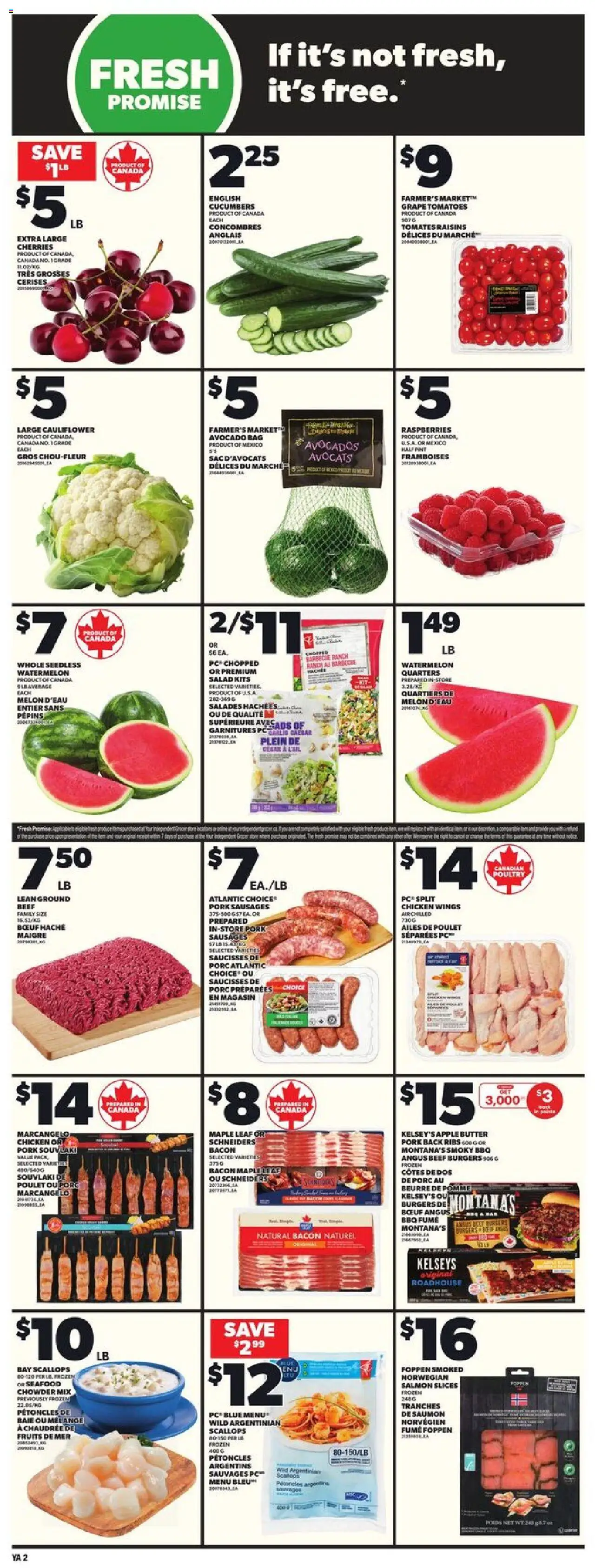 Independent Grocer flyer valid from 14.08.2025 | Page: 3 | Products: Cucumbers, Butter, Pork, Tomatoes
