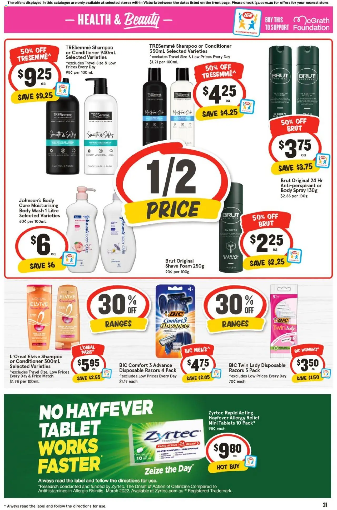 IGA catalogue - valid from 10.09.2025 | Page: 31 | Products: Shampoo, Foundation, Razors, Tablets
