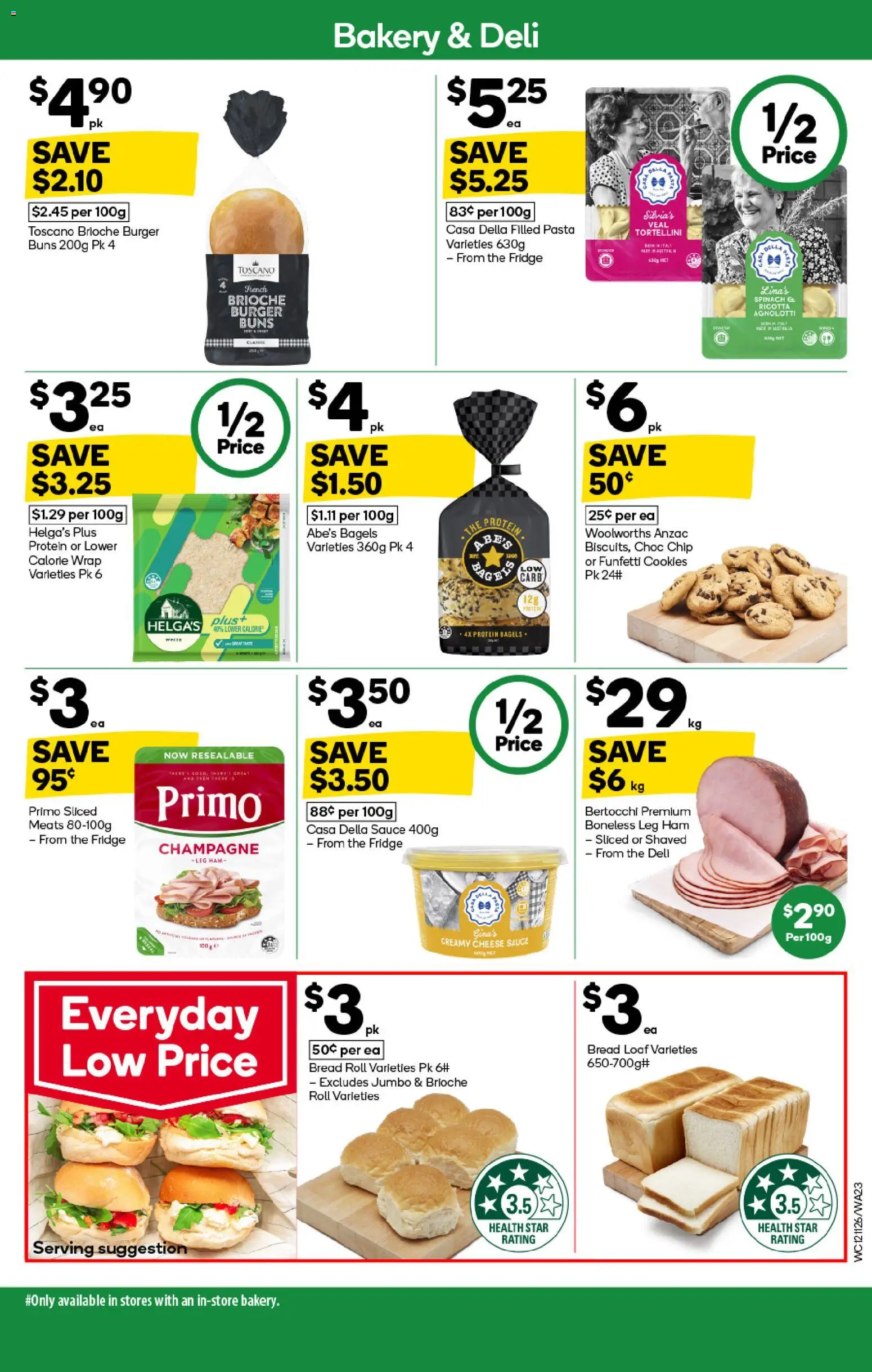 Woolworths catalogue - valid from 12.11.2025 | Page: 23 | Products: Bagels, Ham, Spinach, Bakery