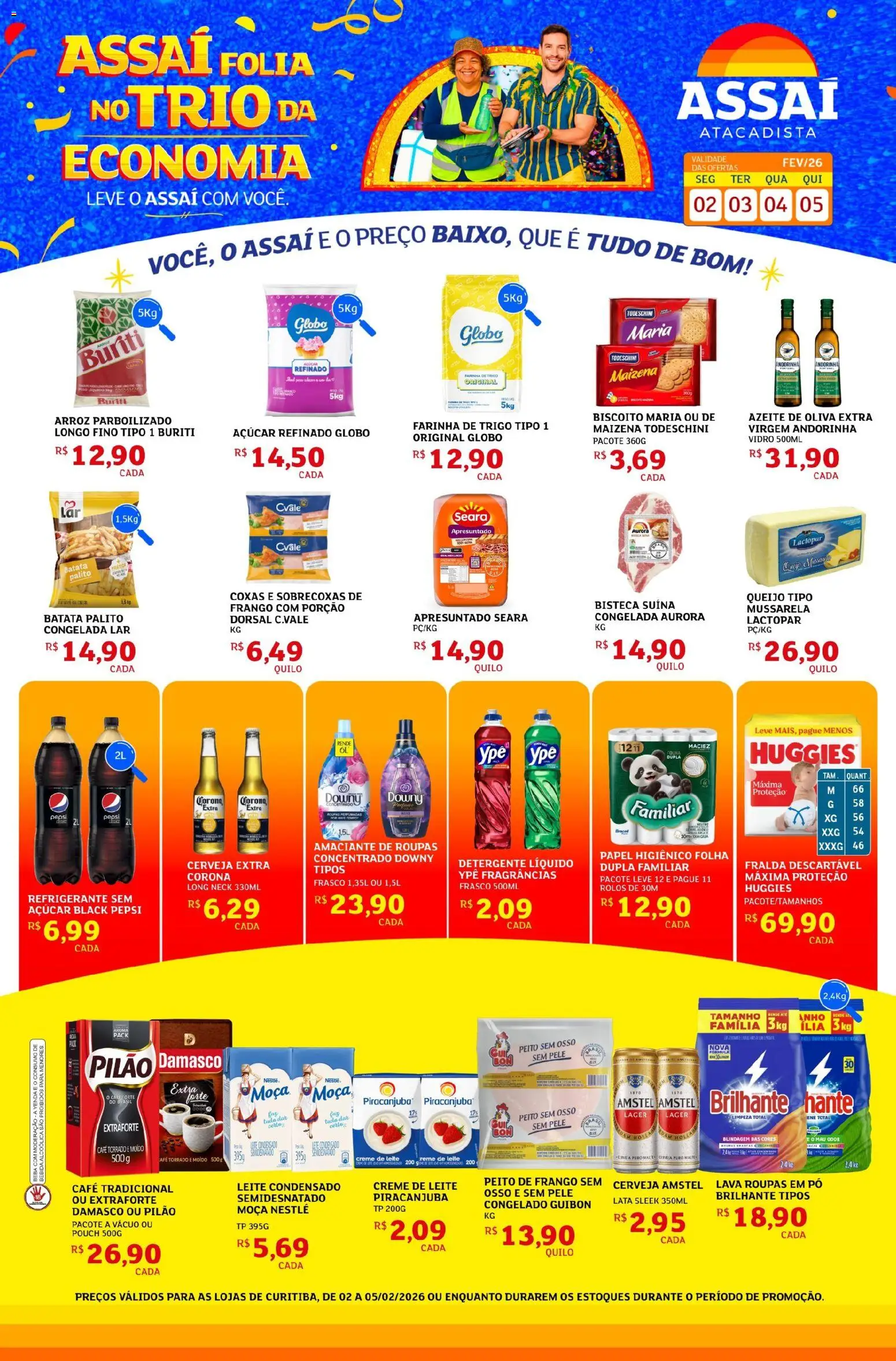 Assaí Atacadista Folheto - válido de 02.02.2026 | Página: 1 | Produtos: Biscoito, Amaciante de roupas, Creme, Papel higiênico