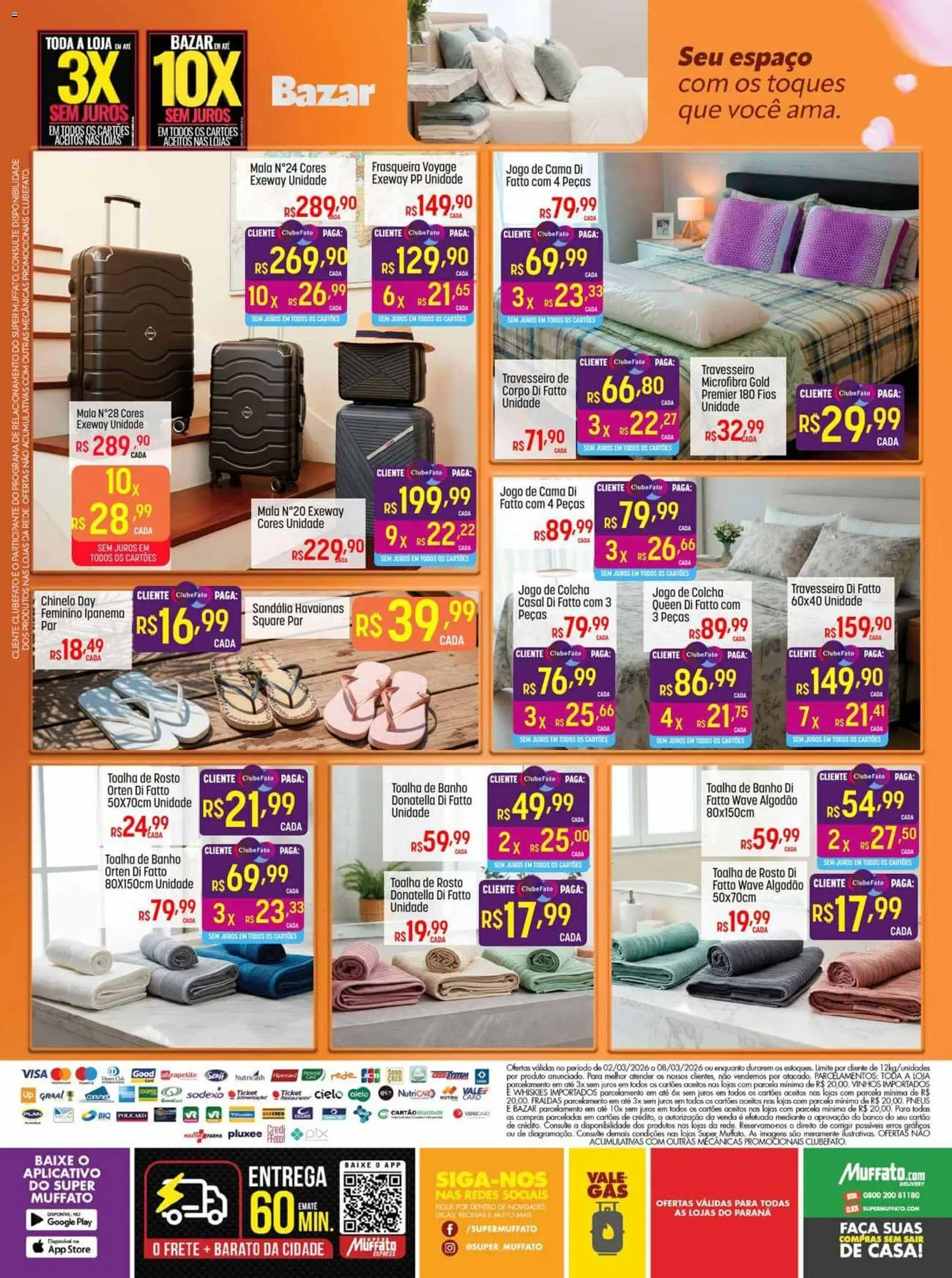 Super Muffato Folheto - válido de 02.03.2026 | Página: 4 | Produtos: Travesseiro, Pneus, Algodão, Fraldas