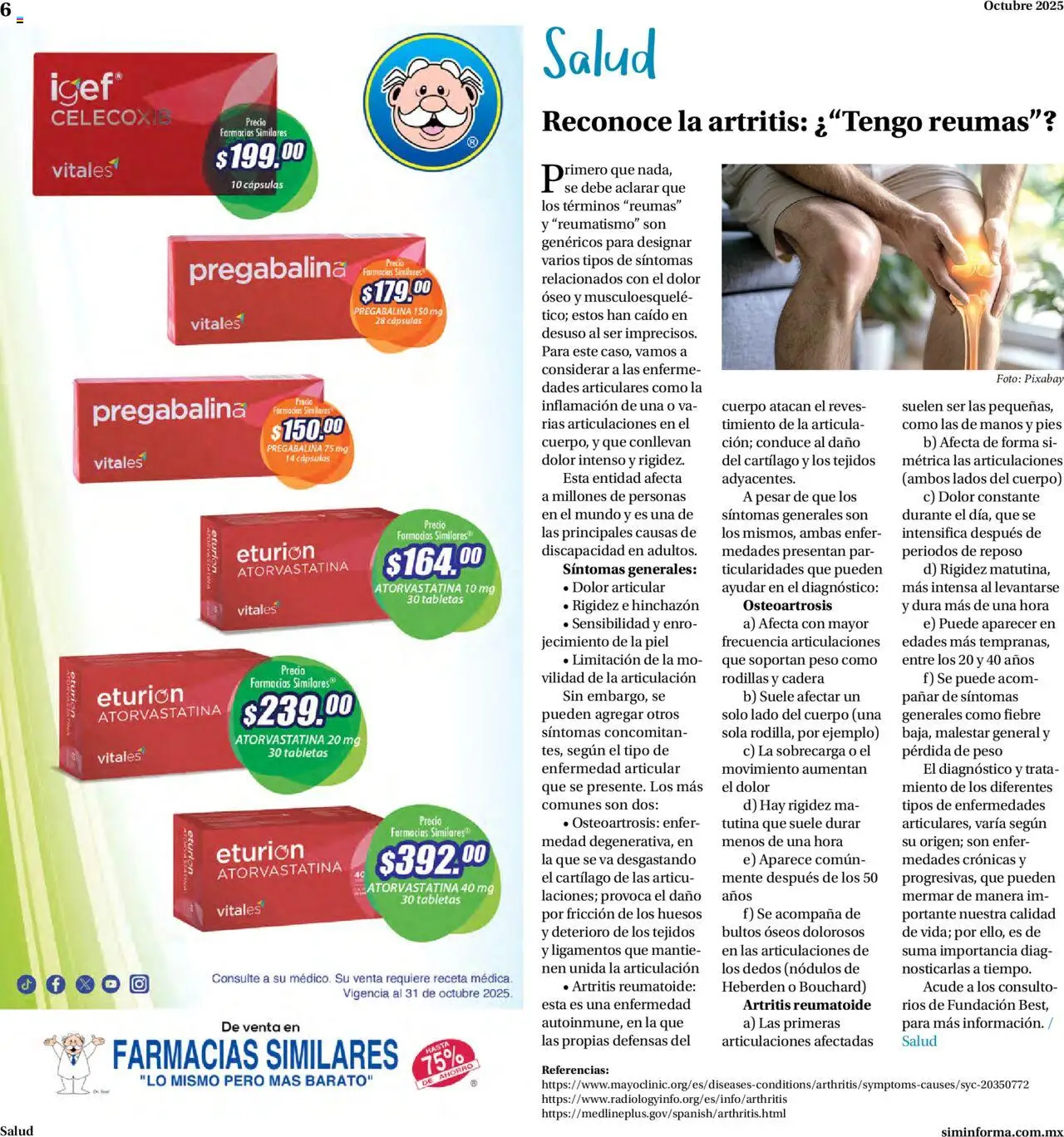 Nuevas ofertas de Farmacias Similares válidas en toda la República Mexicana desde el 01.10.2025. ¡Encuentra las mejores ofertas en Farmacias Similares - Catálogo! | Página: 6