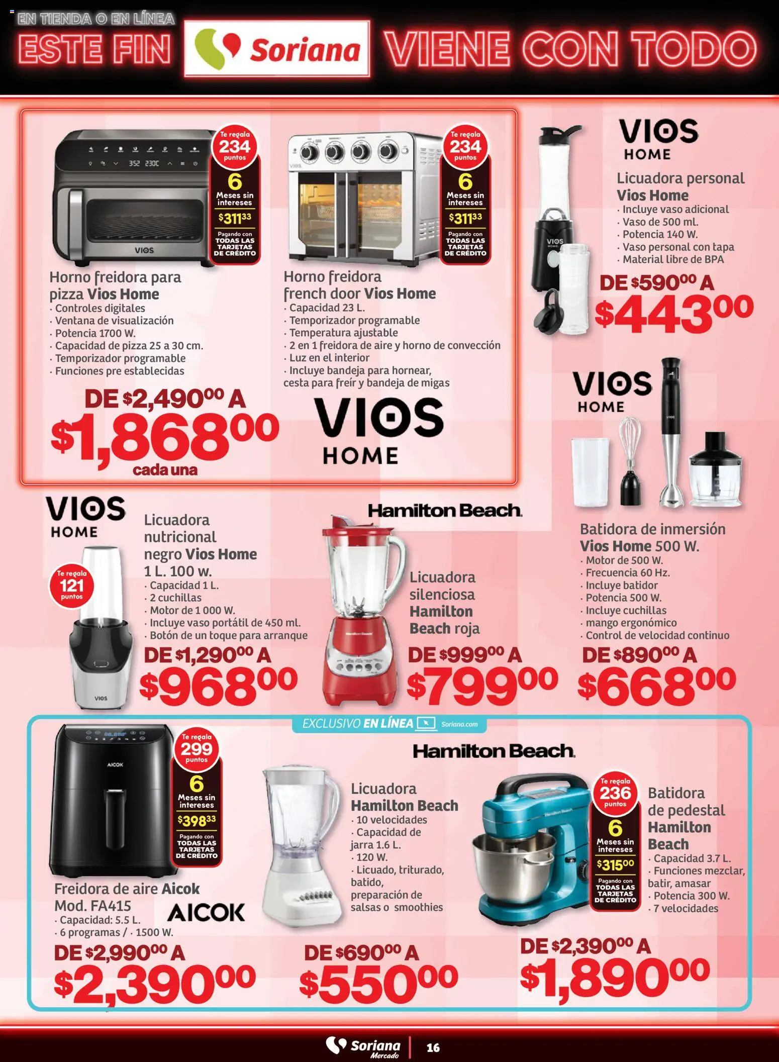 Nuevas ofertas de Soriana válidas en toda la República Mexicana desde el 29.10.2025. ¡Encuentra las mejores ofertas en Soriana - Este fin Soriana viene con todo Mercado Nacional! | Página: 16 | Productos: Mango, Freidora, Batidor, Jarra